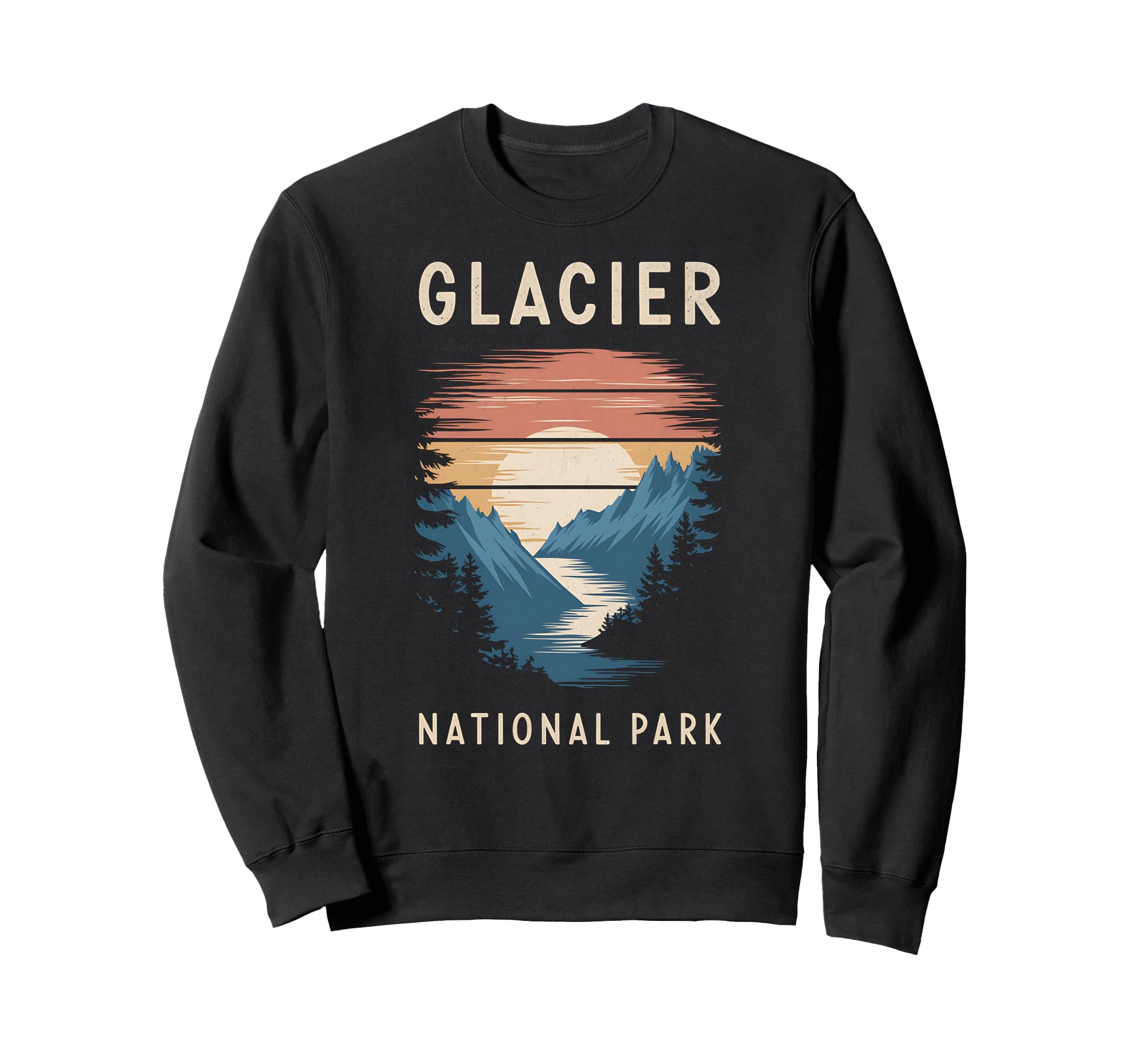 Sunset Glacier National Park Scenic Sweatshirt - Minimalist Print Unisex - T-Shirt, Sweatshirt, Hoodie