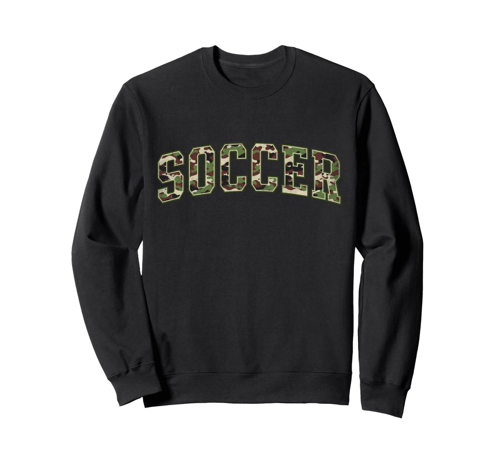 Camo Soccer Camourflage Varsity Text Sweatshirt - Minimalist Print Unisex - T-Shirt, Sweatshirt, Hoodie