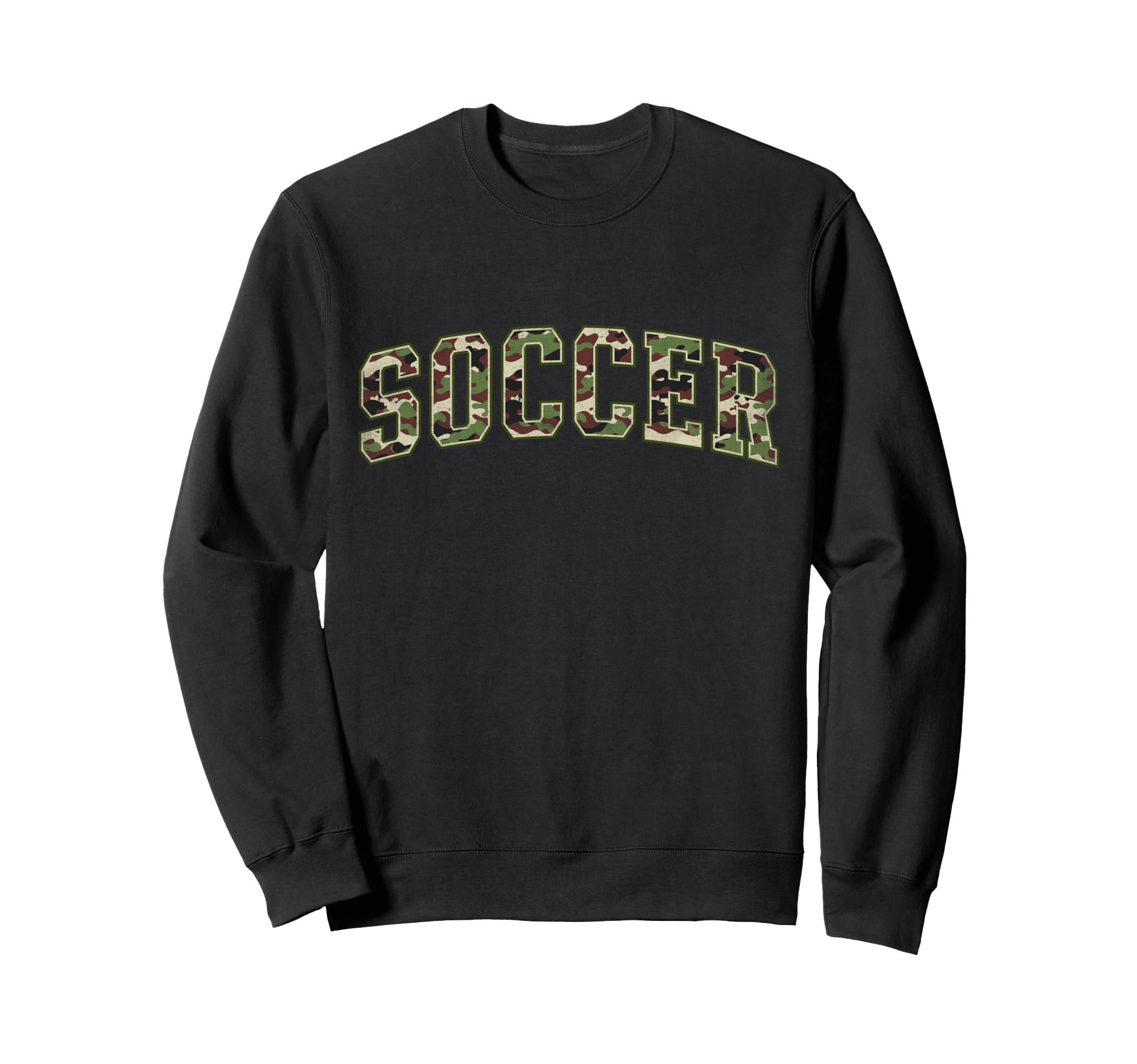 Camo Soccer Camourflage Varsity Text Sweatshirt - Minimalist Print Unisex - T-Shirt, Sweatshirt, Hoodie