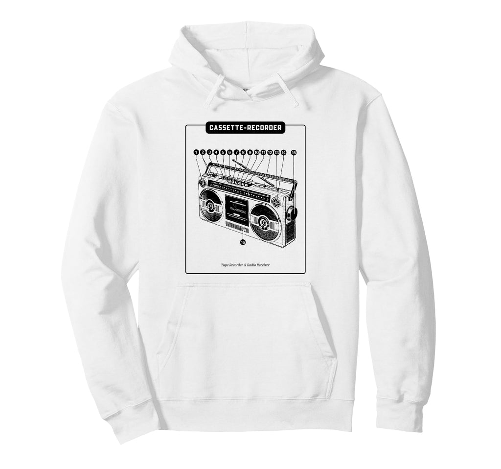 Cassette Recorder Tape Boom Box Hoodie - Graphic Print Men Women - T-Shirt, Sweatshirt, Hoodie