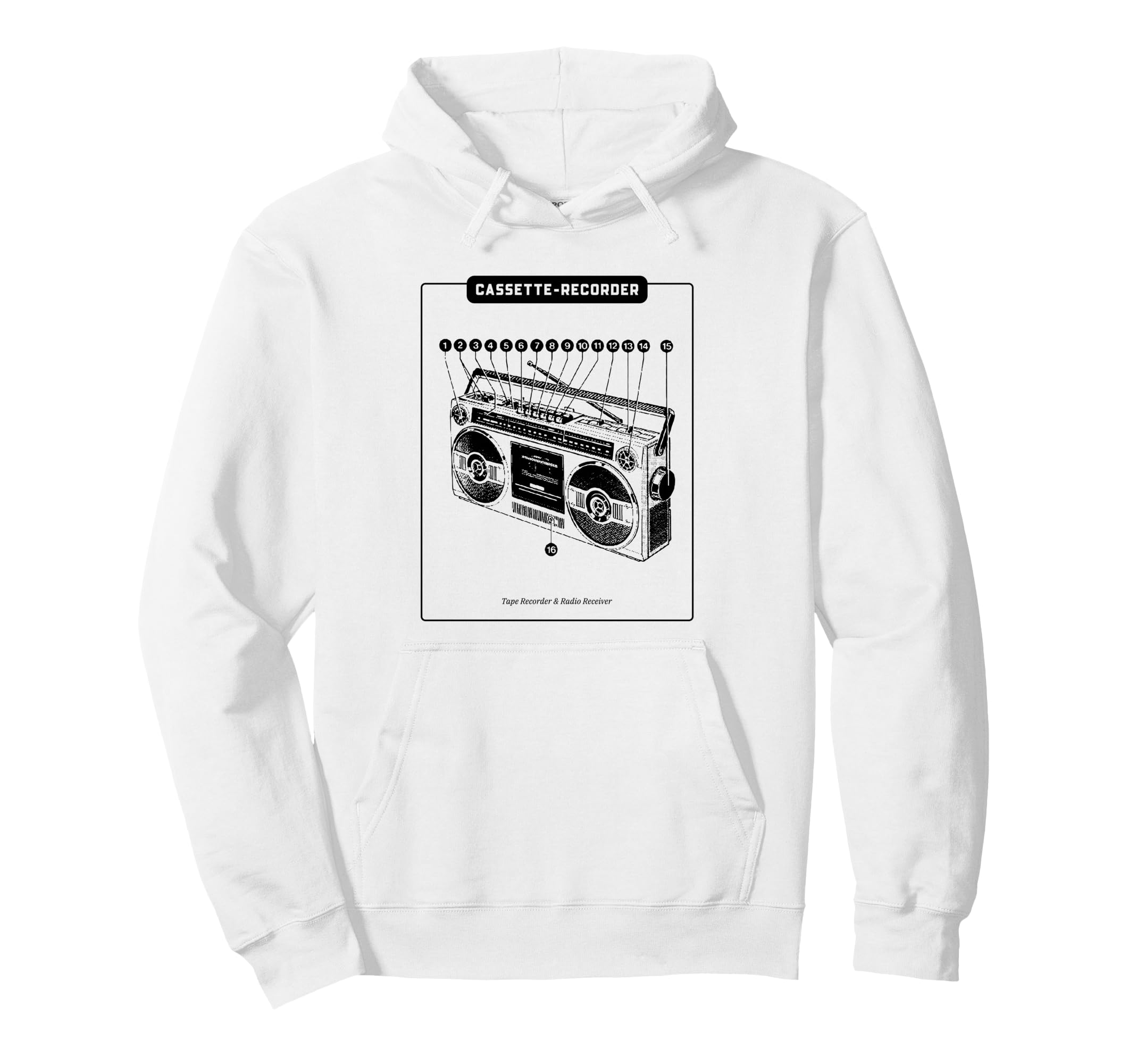 Cassette Recorder Tape Boom Box Hoodie - Graphic Print Men Women - T-Shirt, Sweatshirt, Hoodie