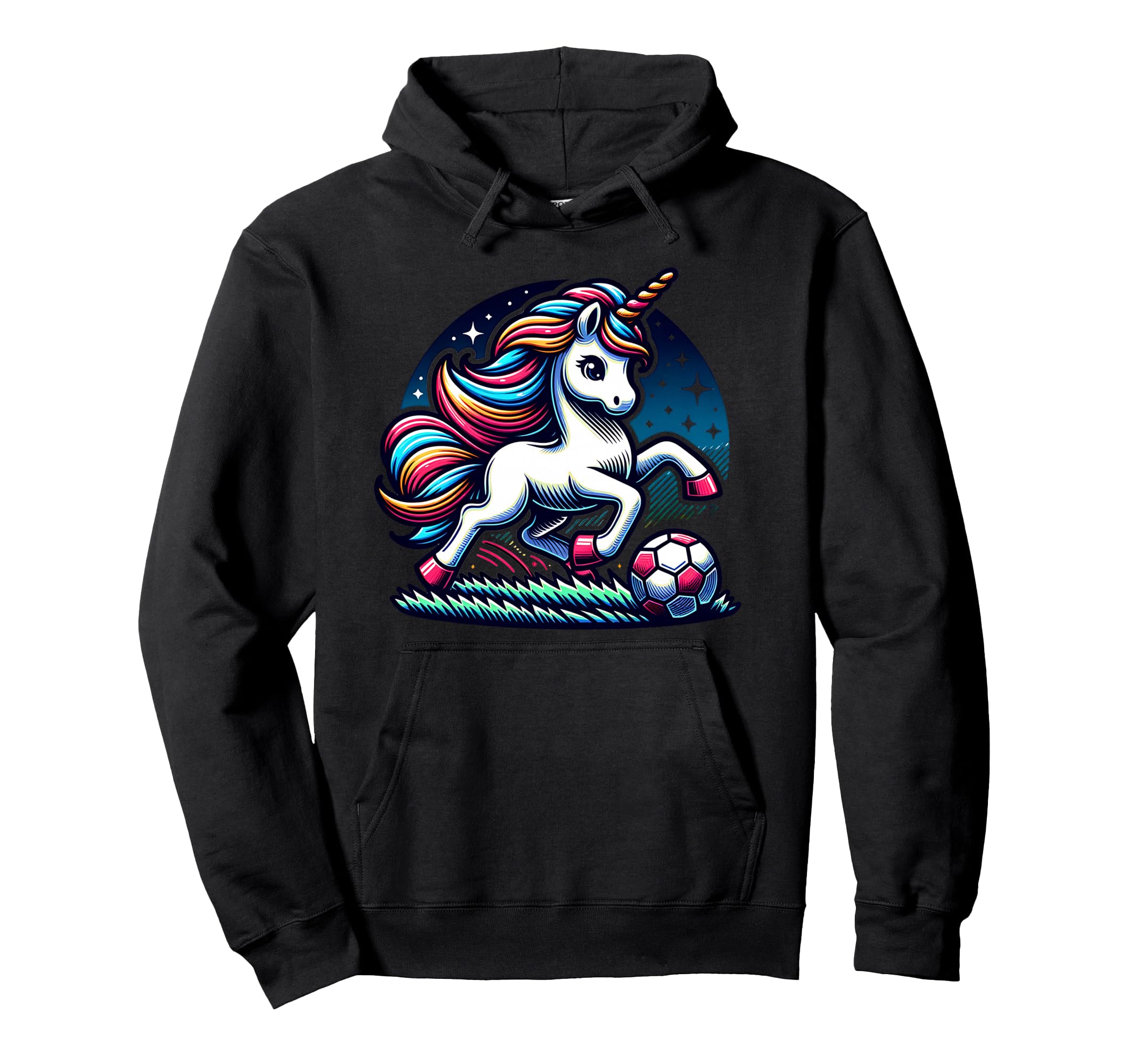 Footballer Unicorn Fans Soccer Team Hoodie - Unique Graphic for Adults - T-Shirt, Sweatshirt, Hoodie