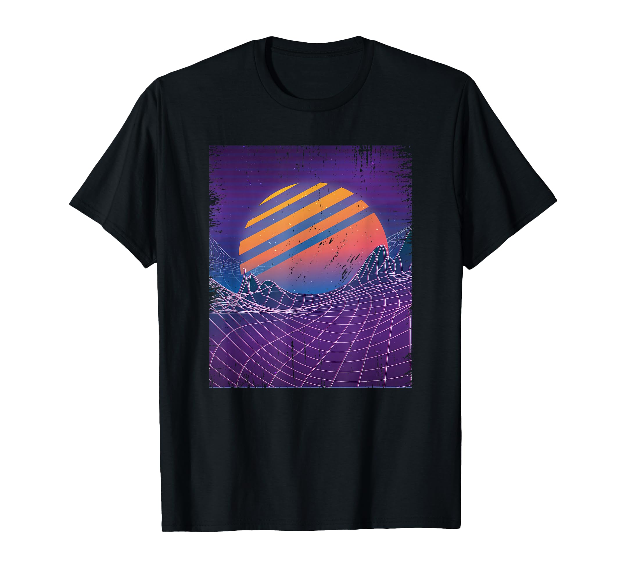 Vaporwave 80S Grid Sunset Synthwave T-Shirt - Custom Art Print for Adults - T-Shirt, Sweatshirt, Hoodie