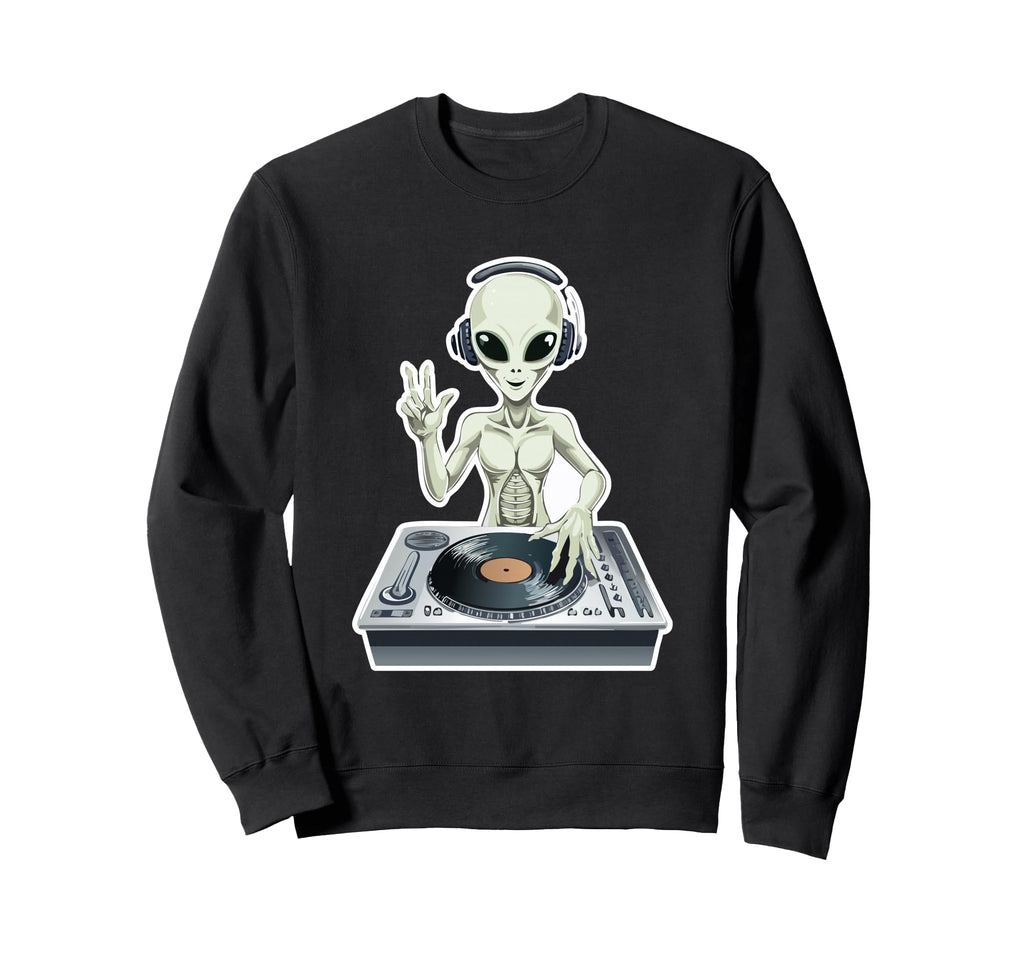 Old School Alien Dj Hip Hop Edm Space Sweatshirt - Graphic Print Unisex - T-Shirt, Sweatshirt, Hoodie