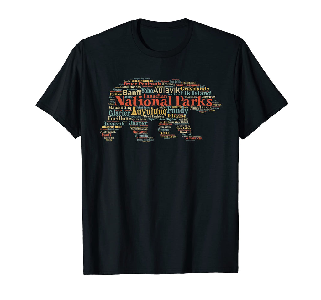 Canadian National Parks List Word Cloud T-Shirt - Unique Graphic Unisex - T-Shirt, Sweatshirt, Hoodie