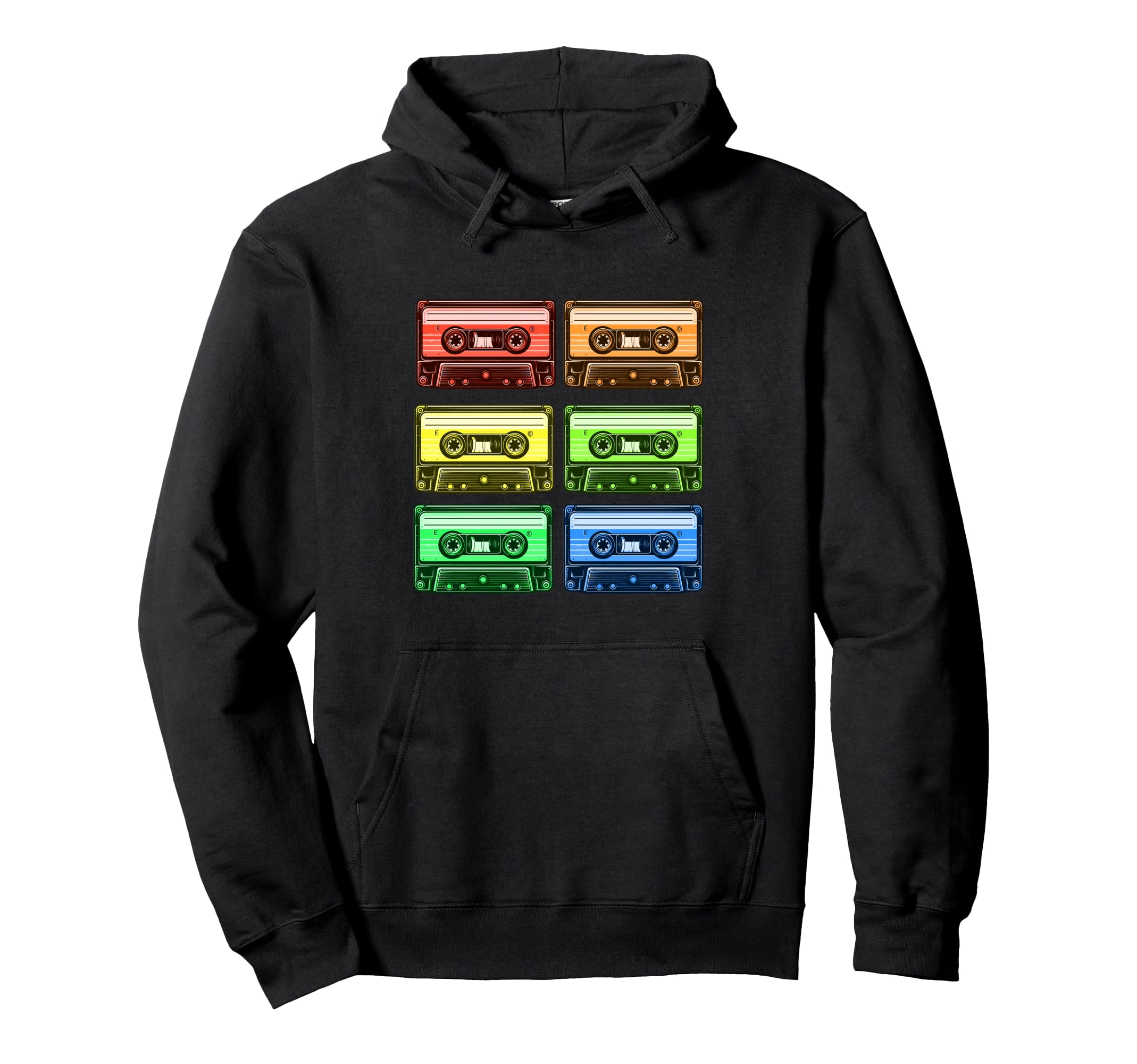 Rainbow Cassette Tapes Colorful Hoodie - Streetwear Style for Adults - T-Shirt, Sweatshirt, Hoodie