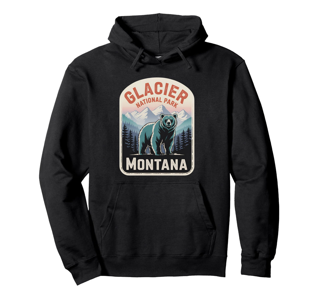 Glacier Grizzly Bear Glacier Hoodie - Aesthetic Graphic for Adults - T-Shirt, Sweatshirt, Hoodie