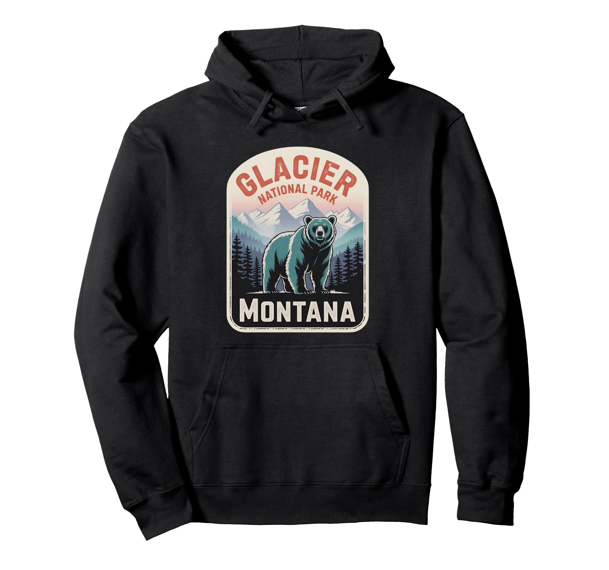 Glacier Grizzly Bear Glacier Hoodie - Aesthetic Graphic for Adults - T-Shirt, Sweatshirt, Hoodie
