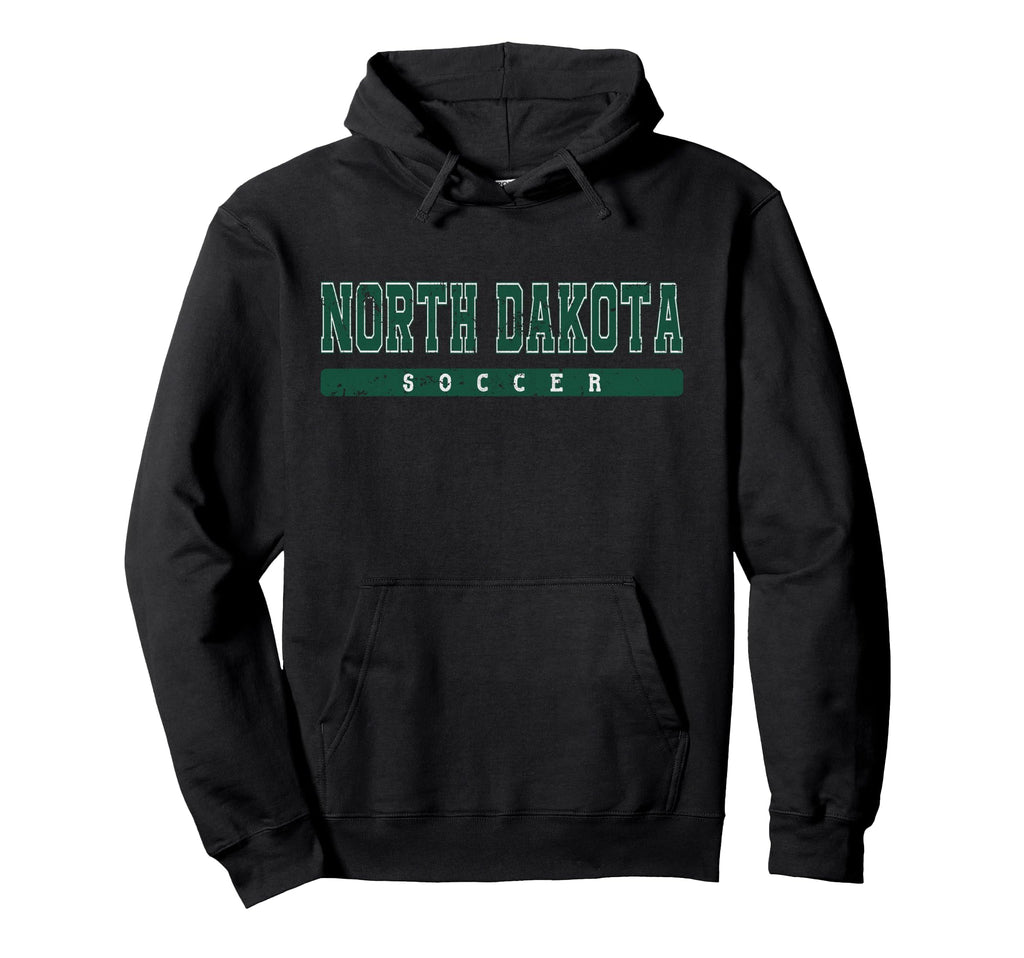 North Dakota Soccer Green Text Hoodie - Fun Novelty Design Men Women - T-Shirt, Sweatshirt, Hoodie