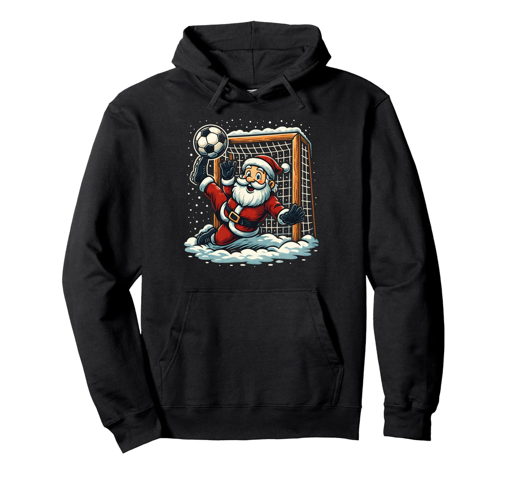 Santa Claus Soccer Goalie Sports Hoodie - Minimalist Print for Adults - T-Shirt, Sweatshirt, Hoodie
