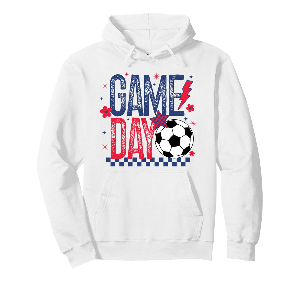 Game Day Soccer Season Blue Red Checkered Hoodie - Novelty Apparel Unisex - T-Shirt, Sweatshirt, Hoodie