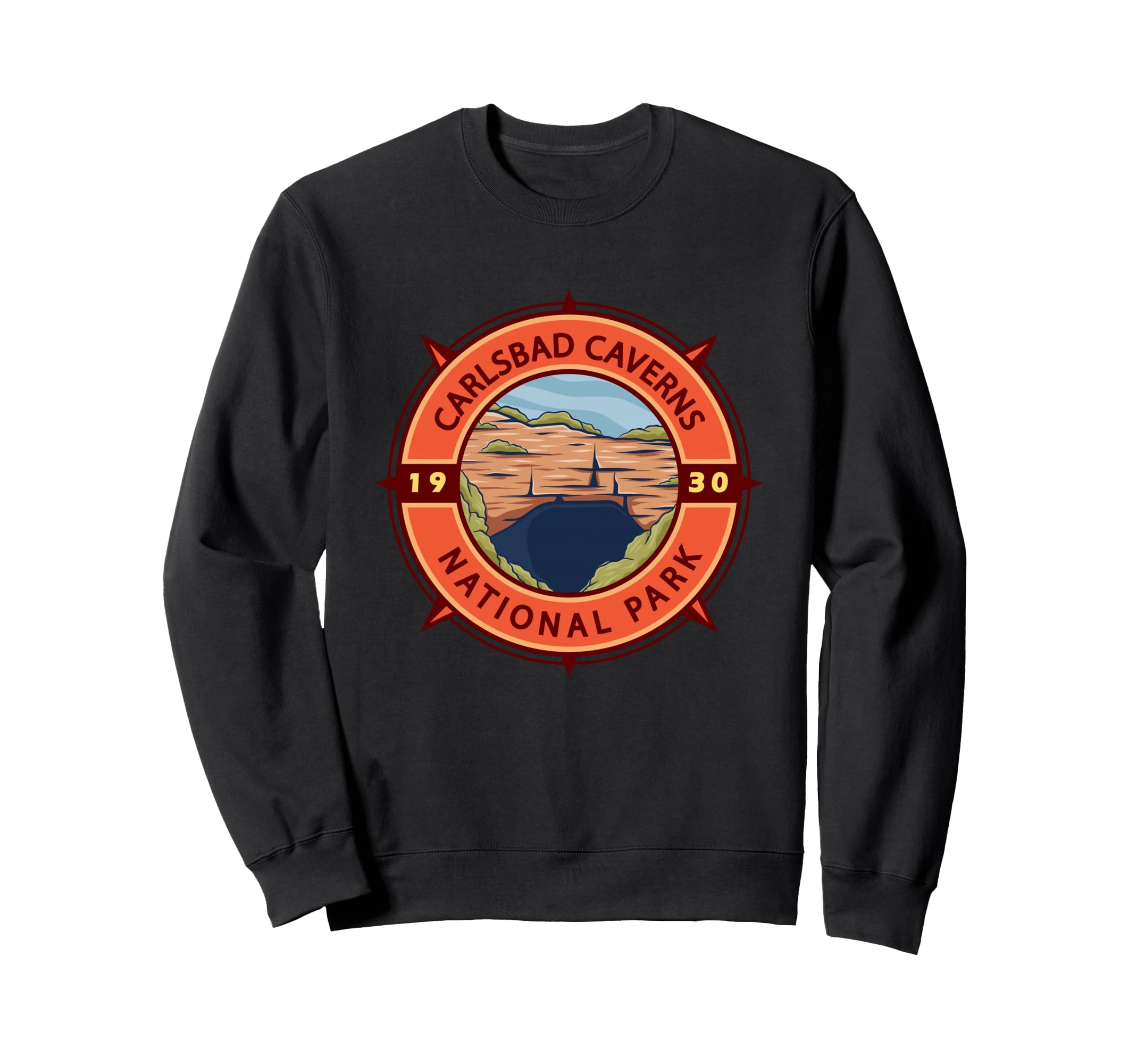 Carlsbad Caverns National Park Compass Sweatshirt - Unique Graphic Unisex - T-Shirt, Sweatshirt, Hoodie