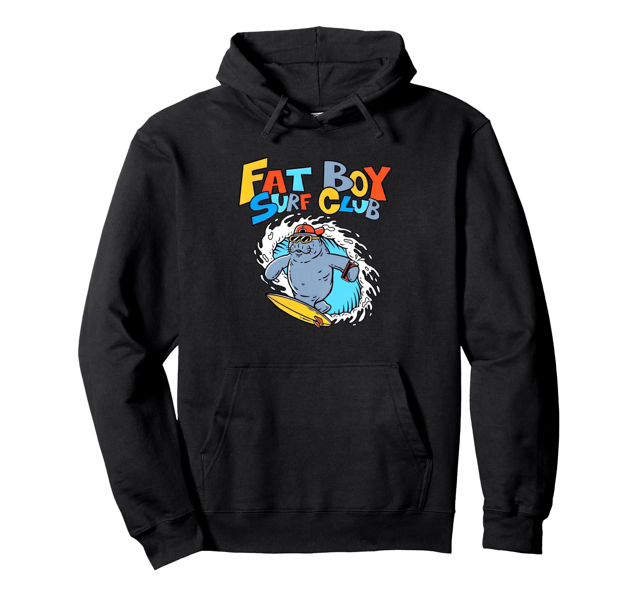 Fat Surf Club Hoodie - Fun Novelty Design for Adults - T-Shirt, Sweatshirt, Hoodie