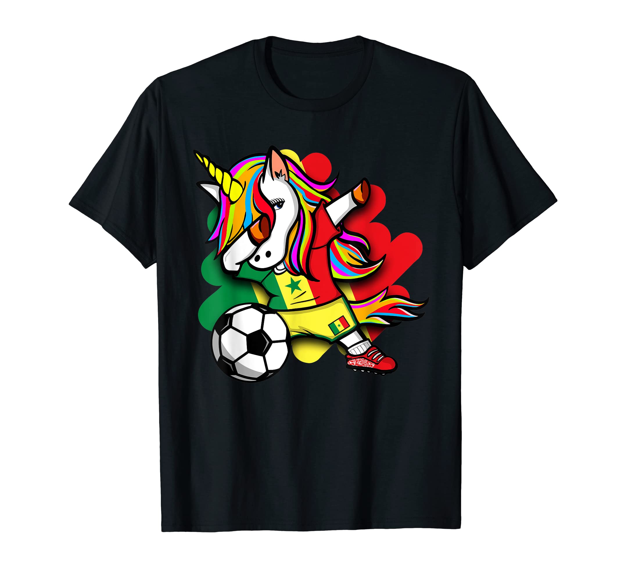 Dabbing Unicorn Senegal Soccer Fans T-Shirt - Unique Graphic Men Women - T-Shirt, Sweatshirt, Hoodie