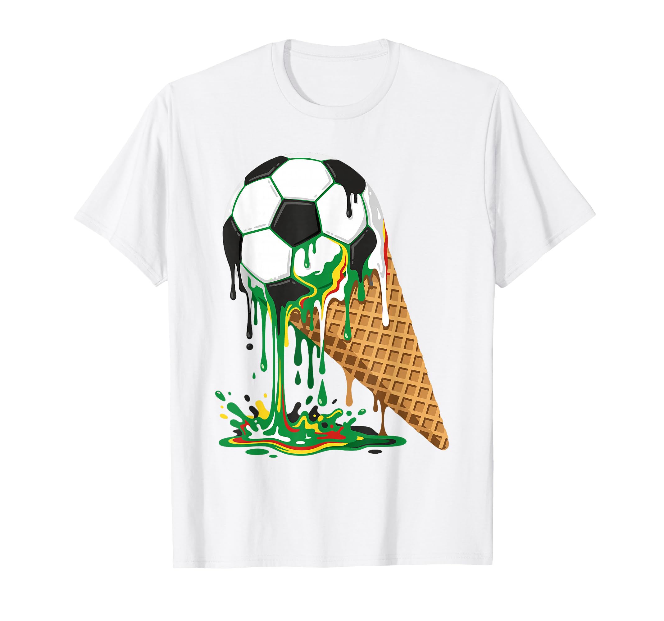 Soccer Ice Cream Dripping Ball Waffle T-Shirt - Novelty Apparel Unisex - T-Shirt, Sweatshirt, Hoodie