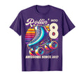 Birthday Roller Skating 8Th Rollin Into T-Shirt - Custom Art Print Unisex - T-Shirt, Sweatshirt, Hoodie