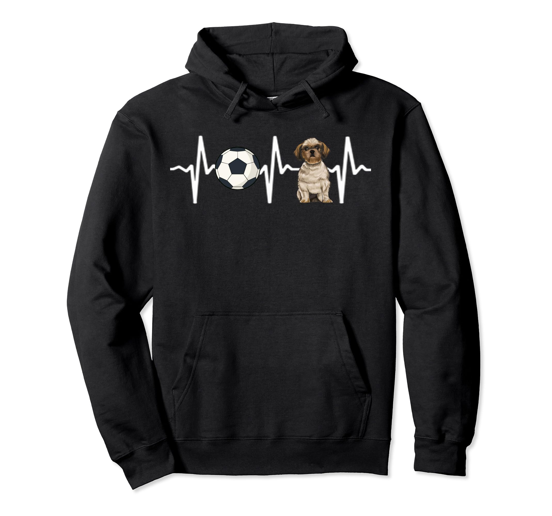 Soccer Shih Tzu Heartbeat Dog Lover Hoodie - Trendy Graphic Unisex - T-Shirt, Sweatshirt, Hoodie