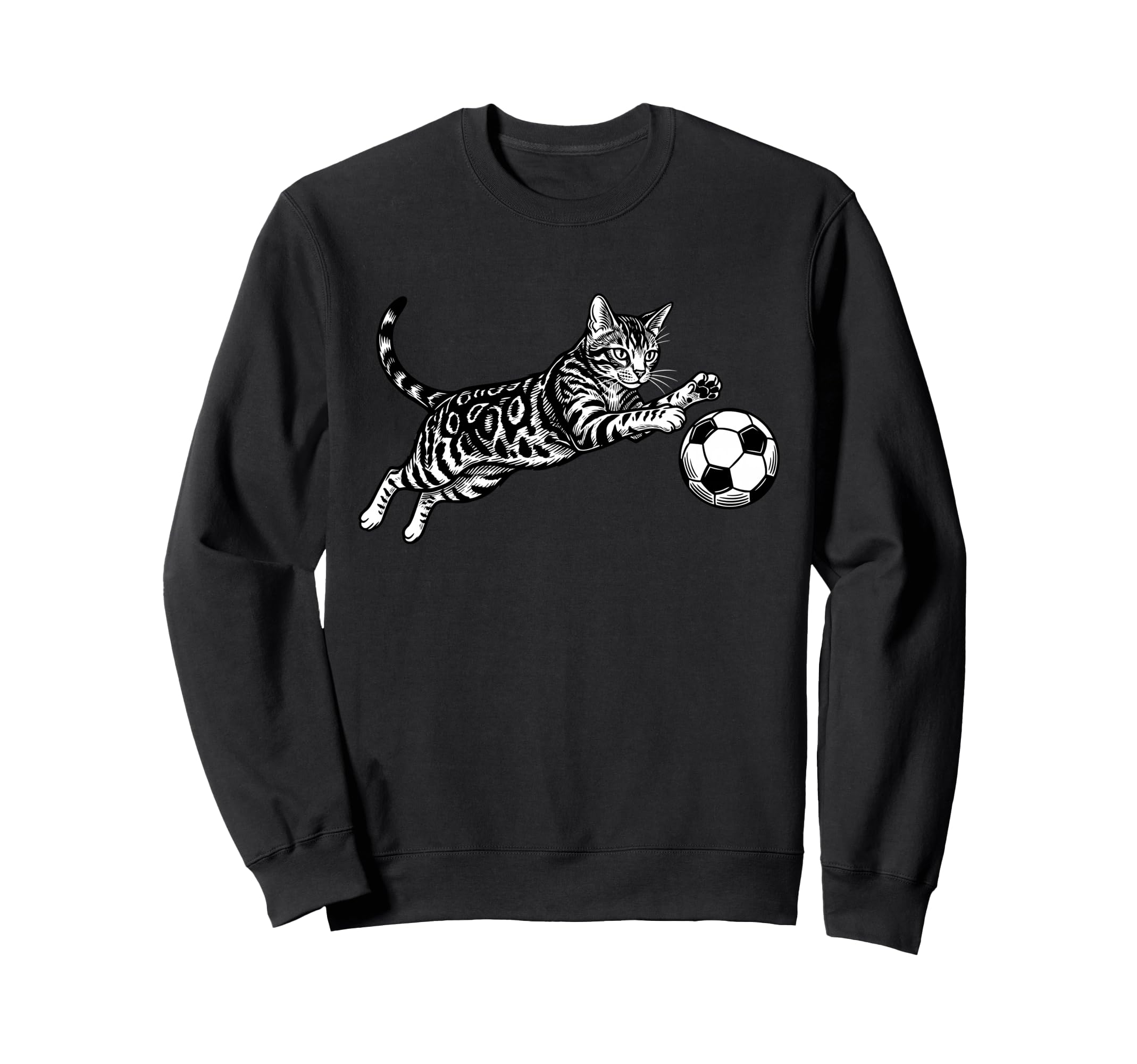 Soccer Cat Playing Ball Funny Sweatshirt - Casual Everyday Wear Unisex - T-Shirt, Sweatshirt, Hoodie