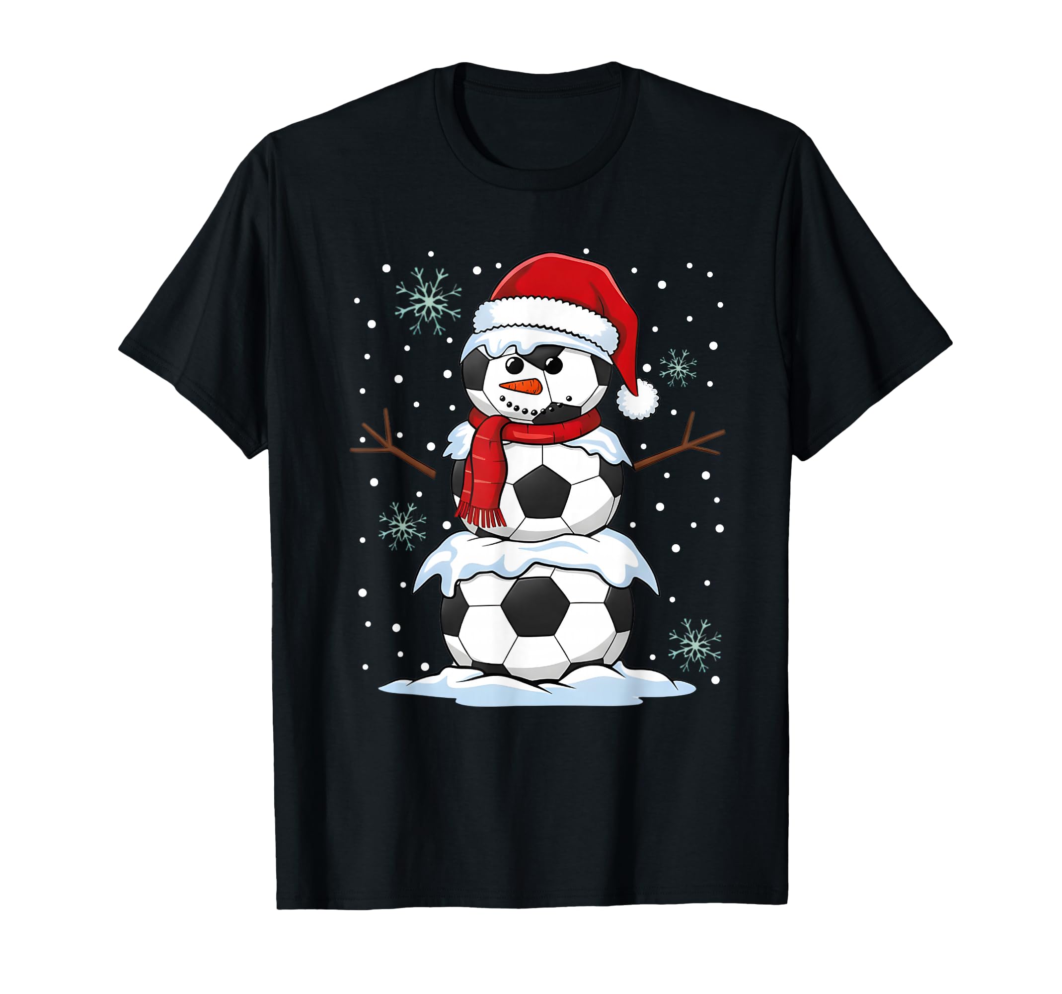 Soccer Ball Funny Snowman Pajamas T-Shirt - Graphic Print Unisex - T-Shirt, Sweatshirt, Hoodie
