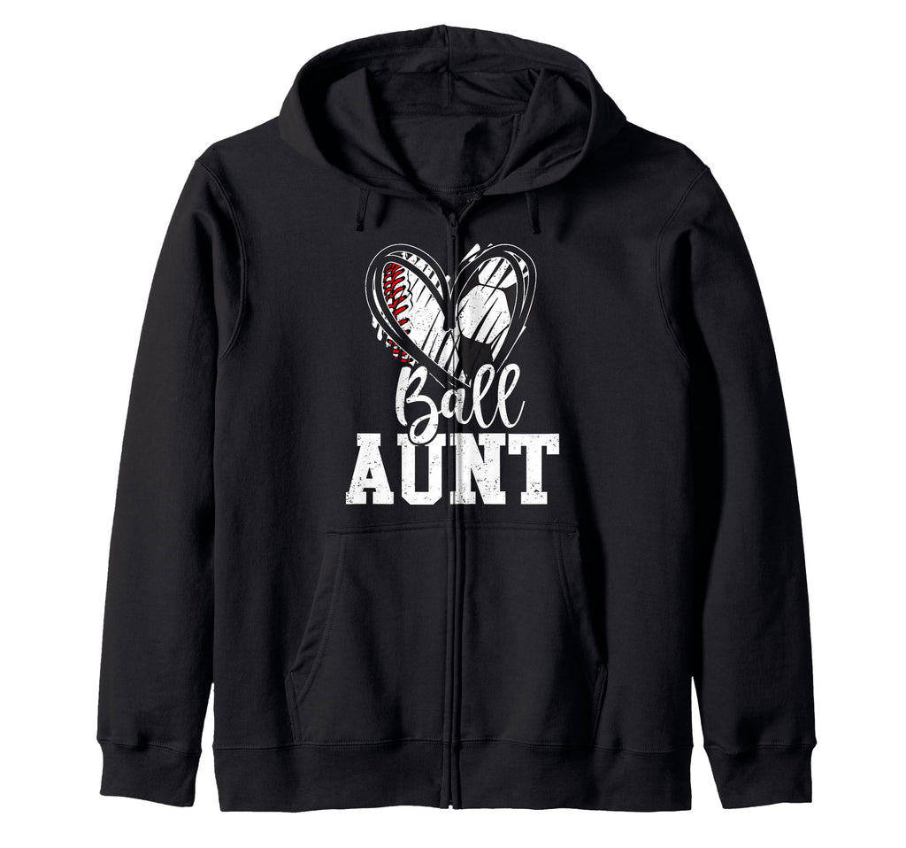 Ball Aunt Heart Baseball Soccer Ball Sweatshirt - Graphic Print Men Women - T-Shirt, Sweatshirt, Hoodie