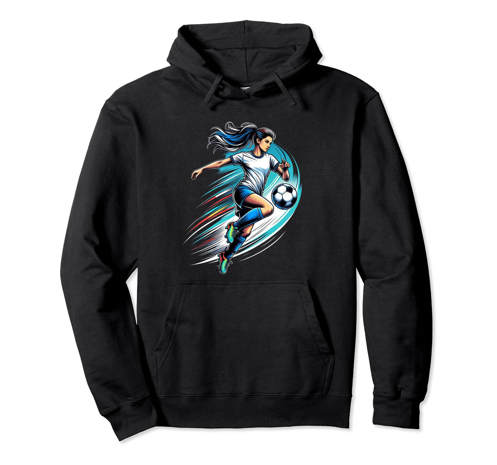 Fierce Striker Dynamic Soccer Action Hoodie - Novelty Apparel Men Women - T-Shirt, Sweatshirt, Hoodie