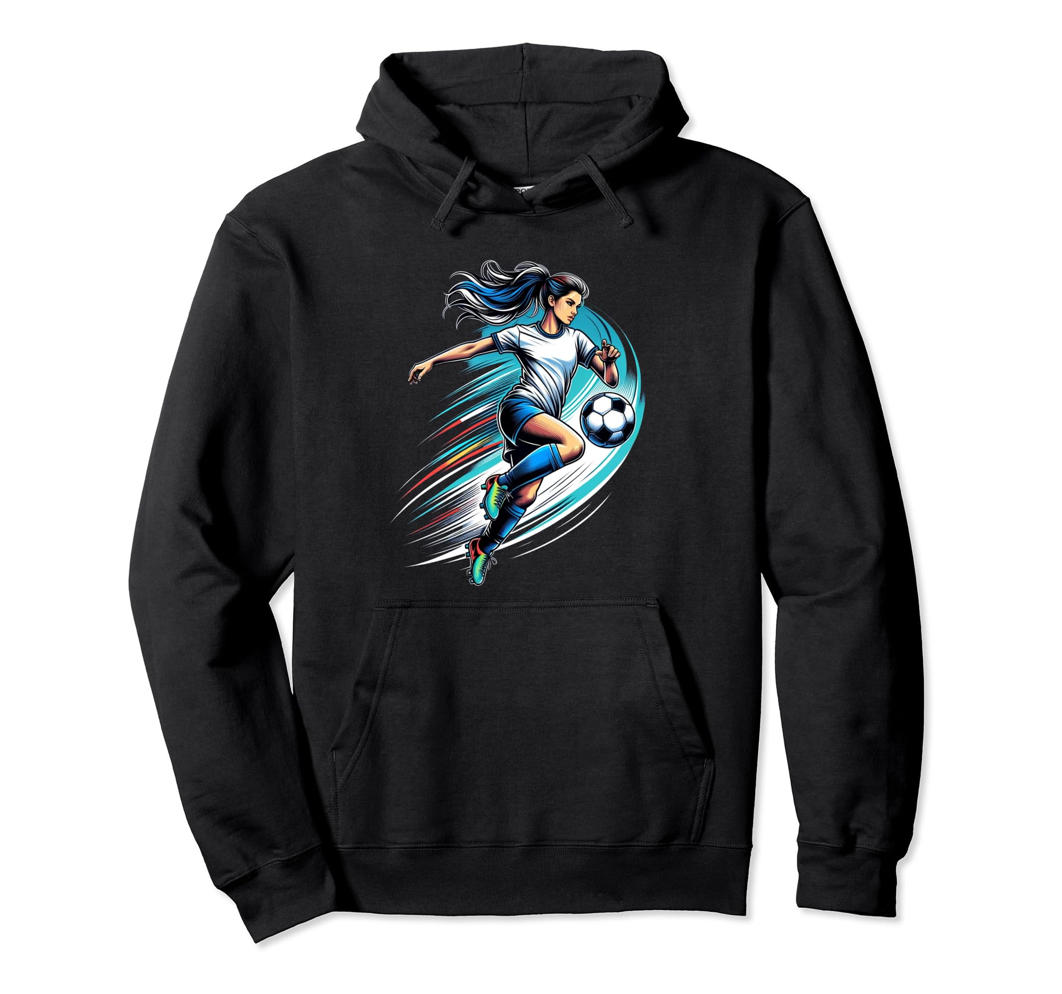 Fierce Striker Dynamic Soccer Action Hoodie - Novelty Apparel Men Women - T-Shirt, Sweatshirt, Hoodie