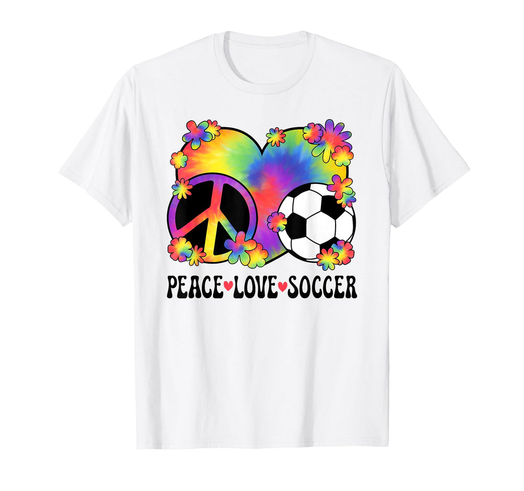 Peace Love Soccer Lover 60S 70S Hippie T-Shirt - Unique Graphic Unisex - T-Shirt, Sweatshirt, Hoodie