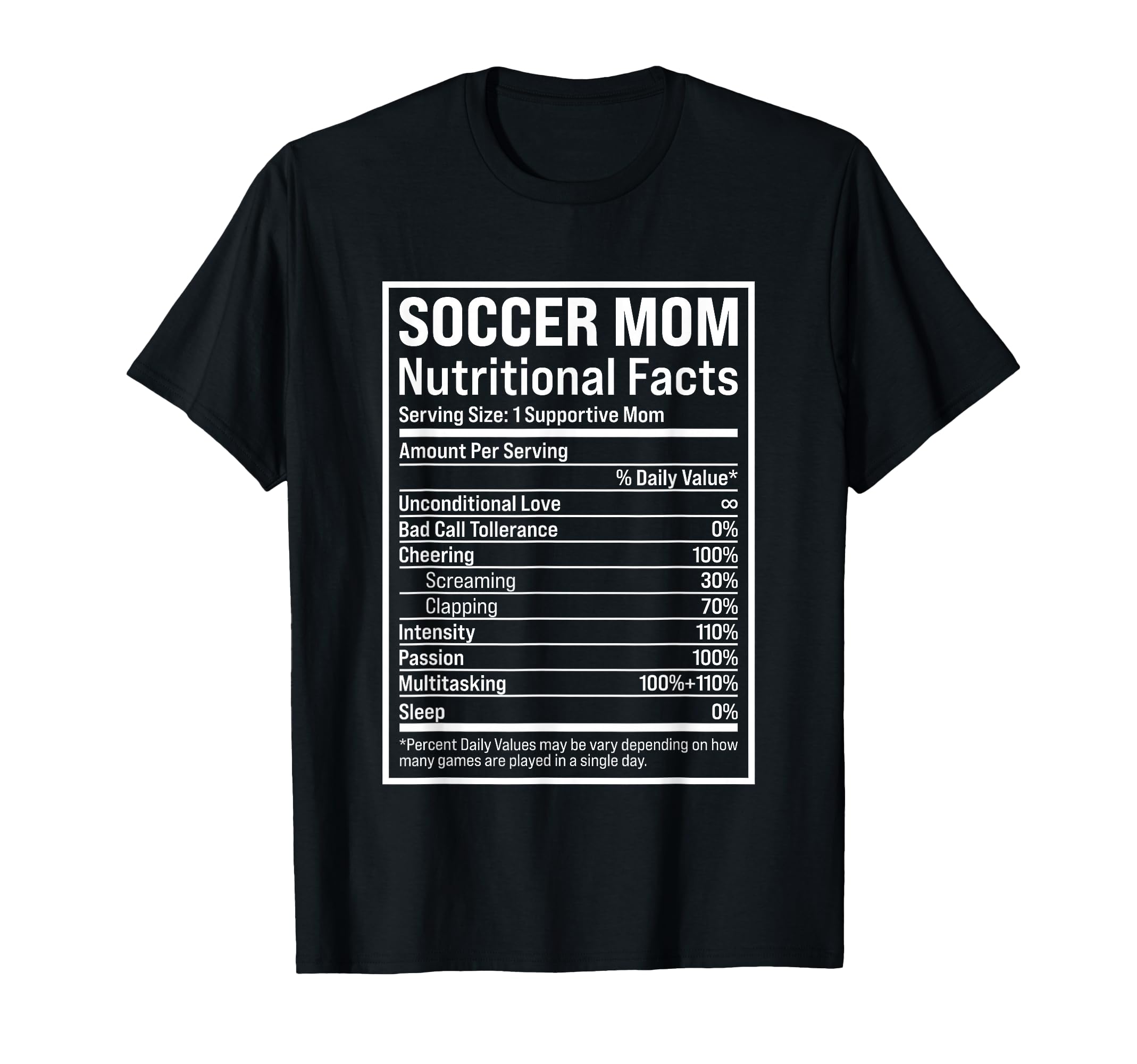Soccer Mom Ball Mom Nutritional Facts T-Shirt - Unique Graphic for Adults - T-Shirt, Sweatshirt, Hoodie