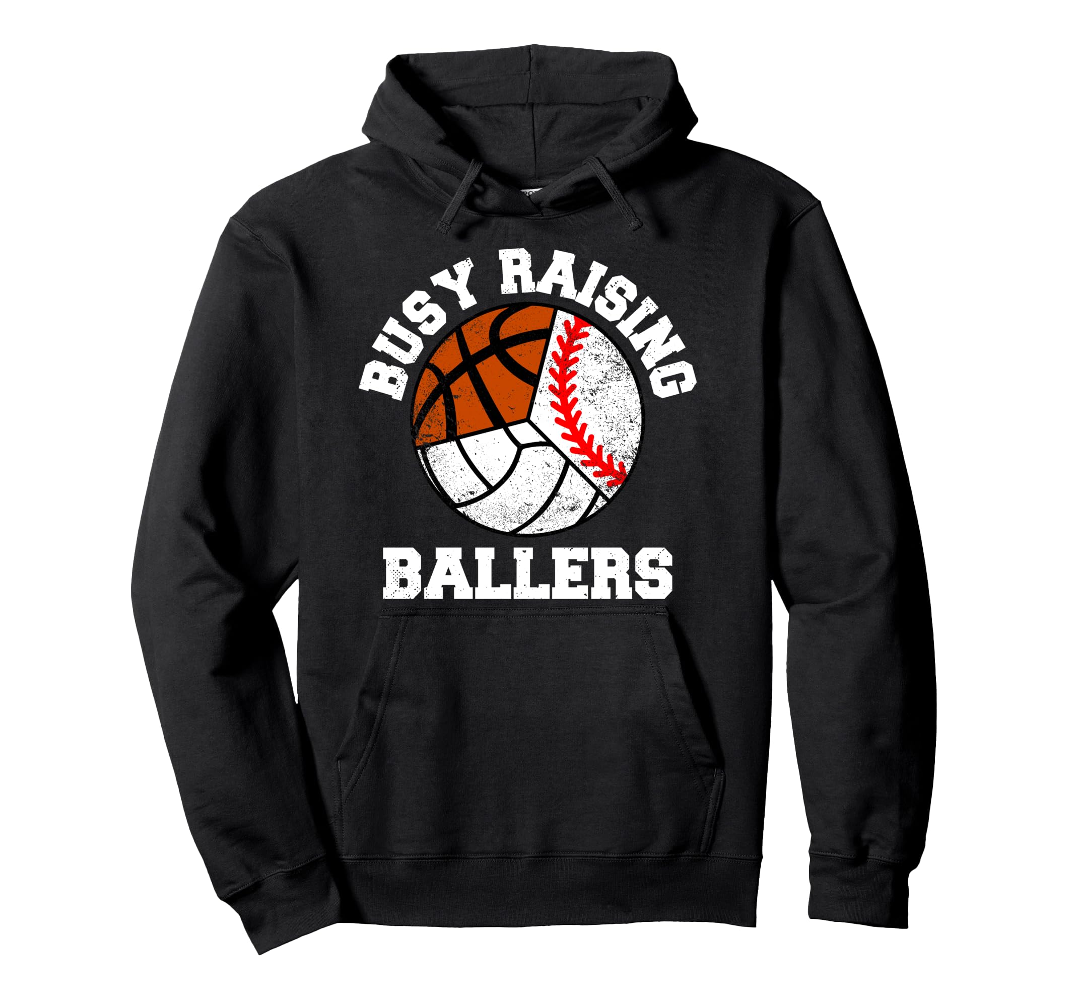 Busy Raising Ballers Baseball Volleyball Hoodie - Trendy Graphic Men Women - T-Shirt, Sweatshirt, Hoodie
