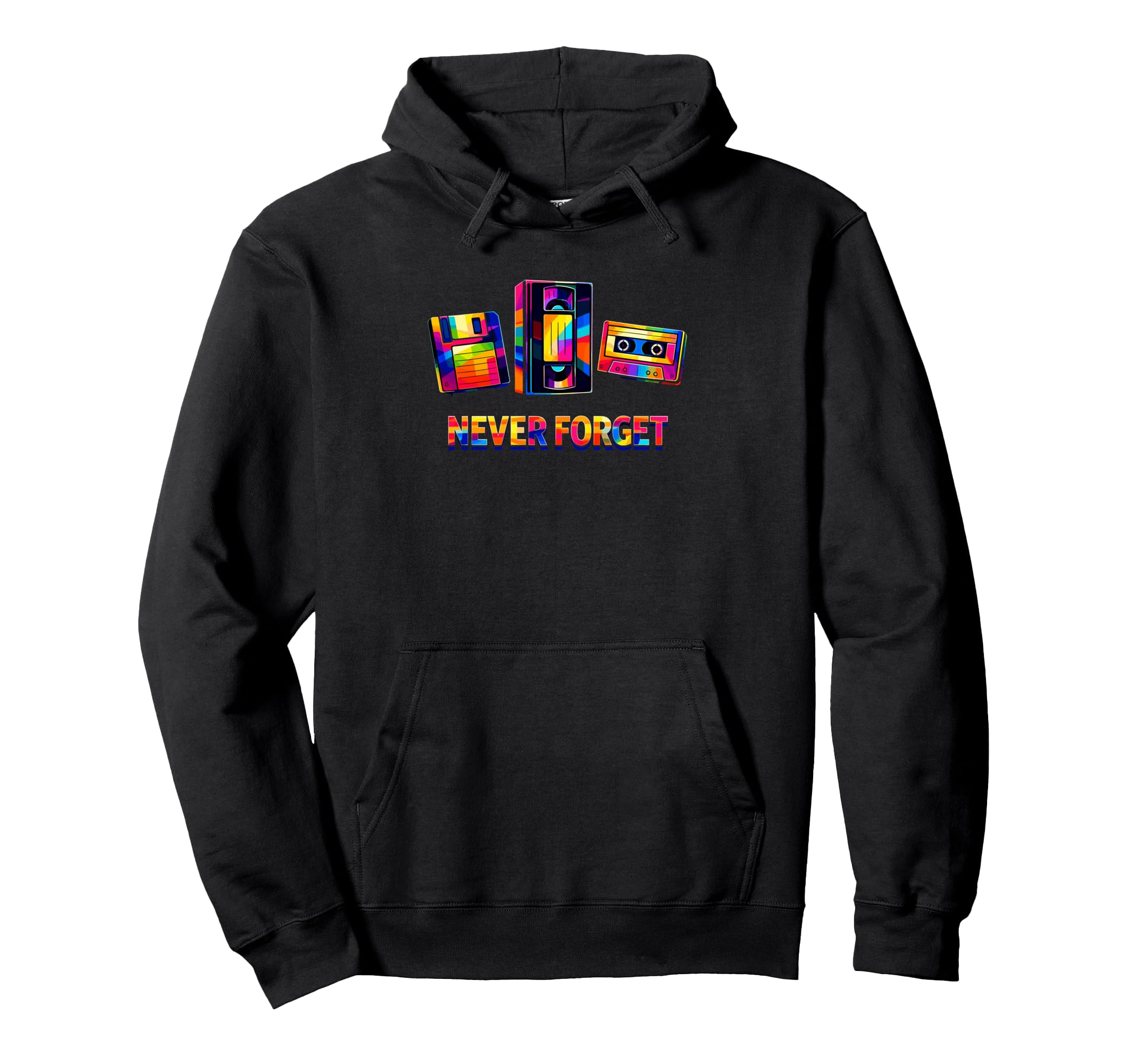 Never Forget 80S 90S Floppy Disk Vhs Hoodie - Minimalist Print Unisex - T-Shirt, Sweatshirt, Hoodie