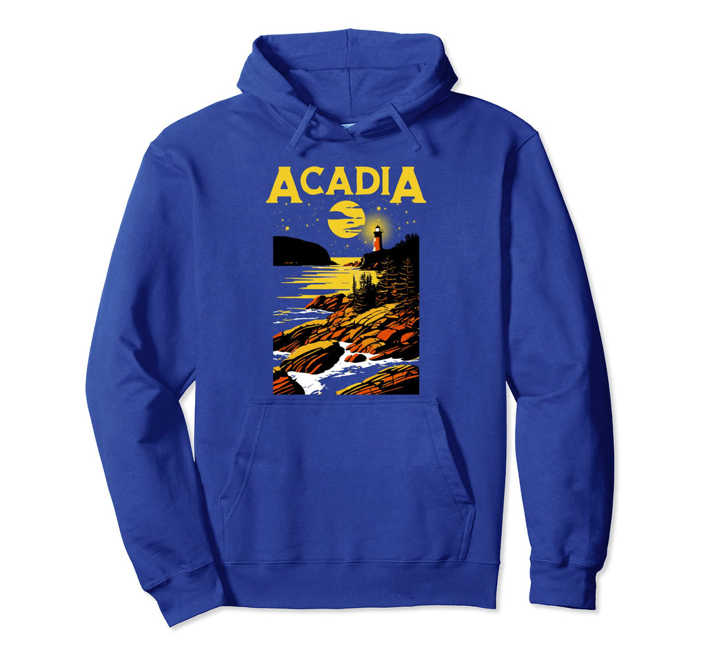 Acadia Nighttime Maine Lighthouse Hoodie - Streetwear Style Men Women - T-Shirt, Sweatshirt, Hoodie