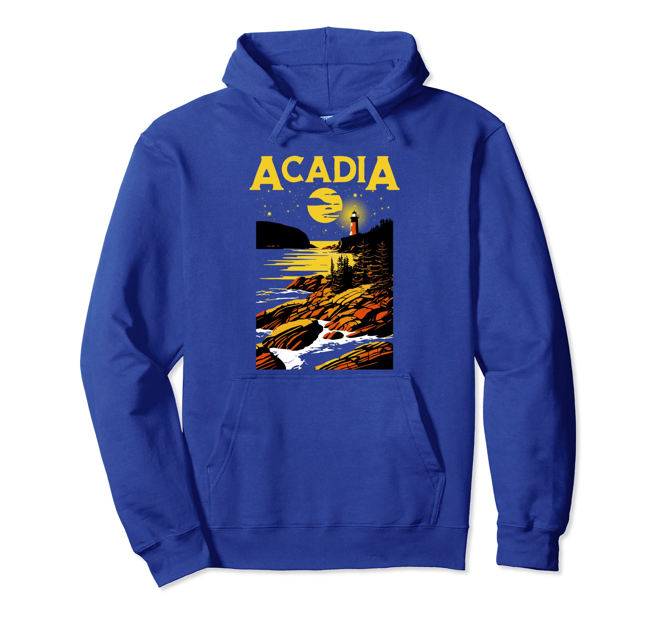 Acadia Nighttime Maine Lighthouse Hoodie - Streetwear Style Men Women - T-Shirt, Sweatshirt, Hoodie