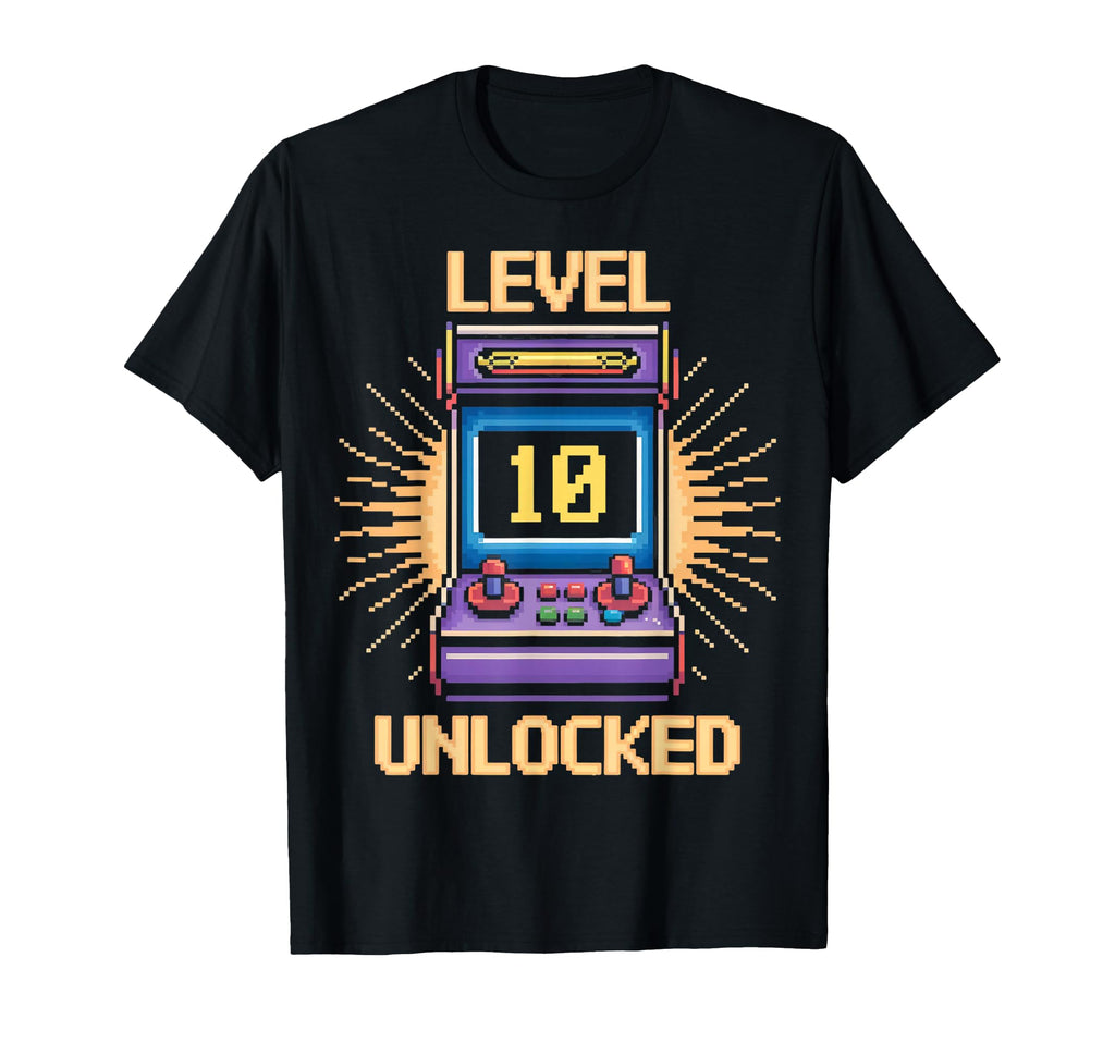 Level 10 Unlock Birthday Gamer 10 Year T-Shirt - Unique Graphic Men Women - T-Shirt, Sweatshirt, Hoodie