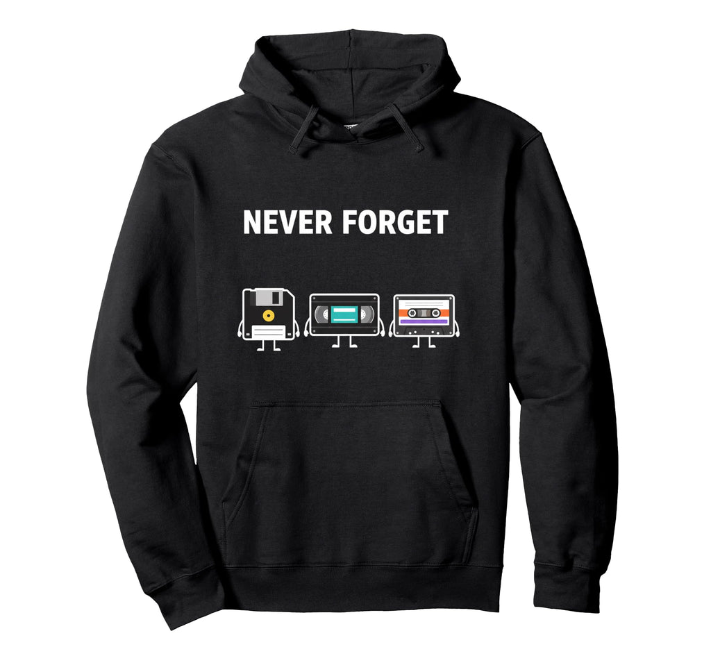 Never Forget Floppy Tape Vhs Cassette Hoodie - Unique Graphic for Adults - T-Shirt, Sweatshirt, Hoodie