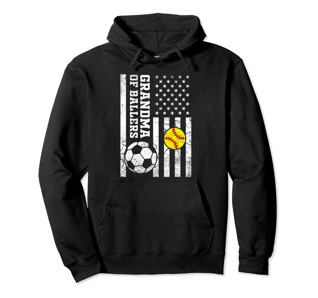 Grandma Ballers Baseball Soccer Hoodie - Novelty Apparel for Adults - T-Shirt, Sweatshirt, Hoodie