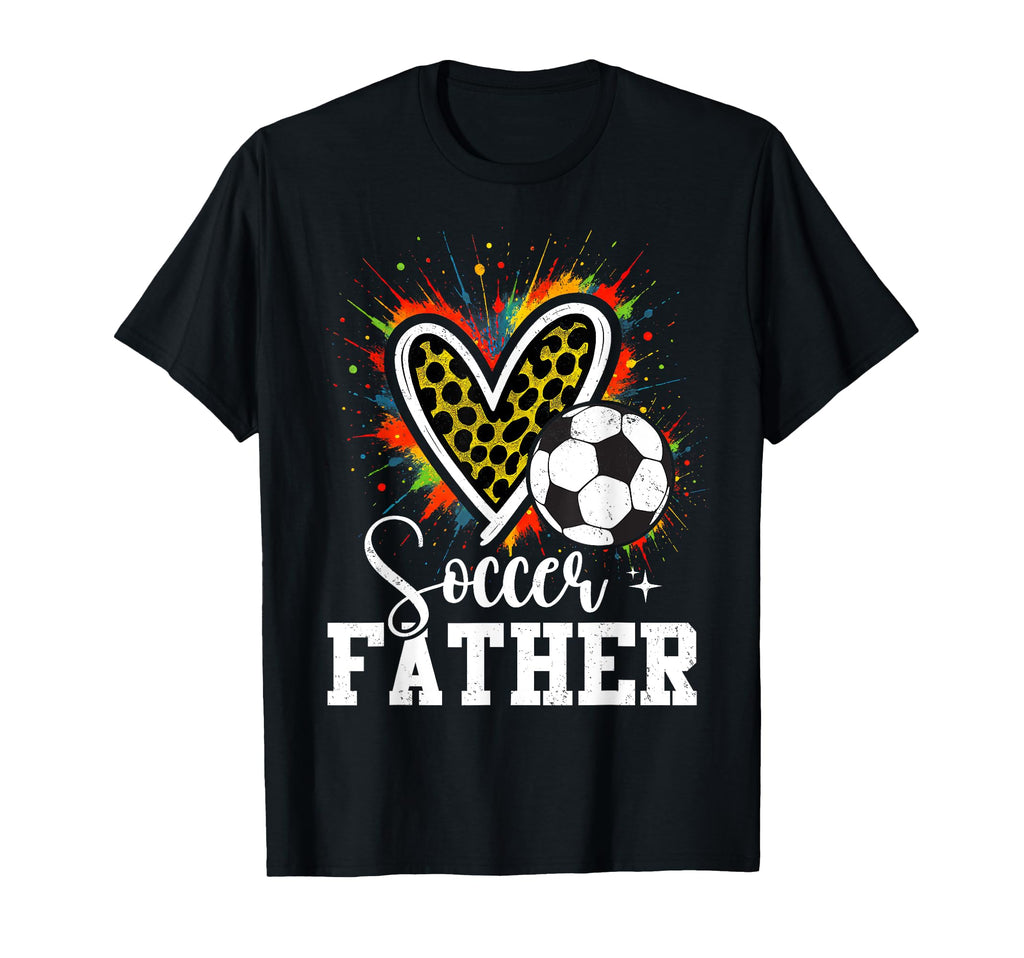 Soccer Father Leopard Heart Colorful T-Shirt - Novelty Apparel for Adults - T-Shirt, Sweatshirt, Hoodie