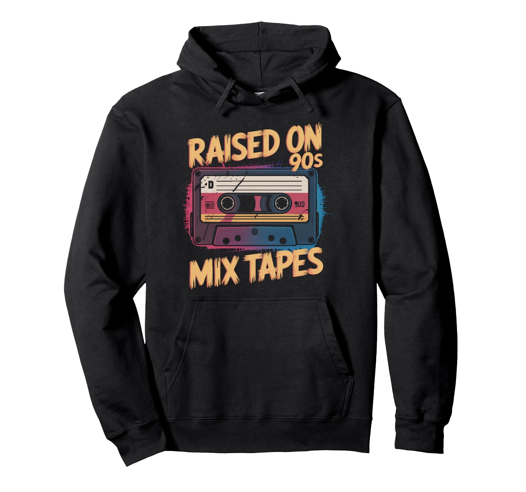 Raised 90S Mix Tapes Cassette Music Hoodie - Unique Graphic Unisex - T-Shirt, Sweatshirt, Hoodie