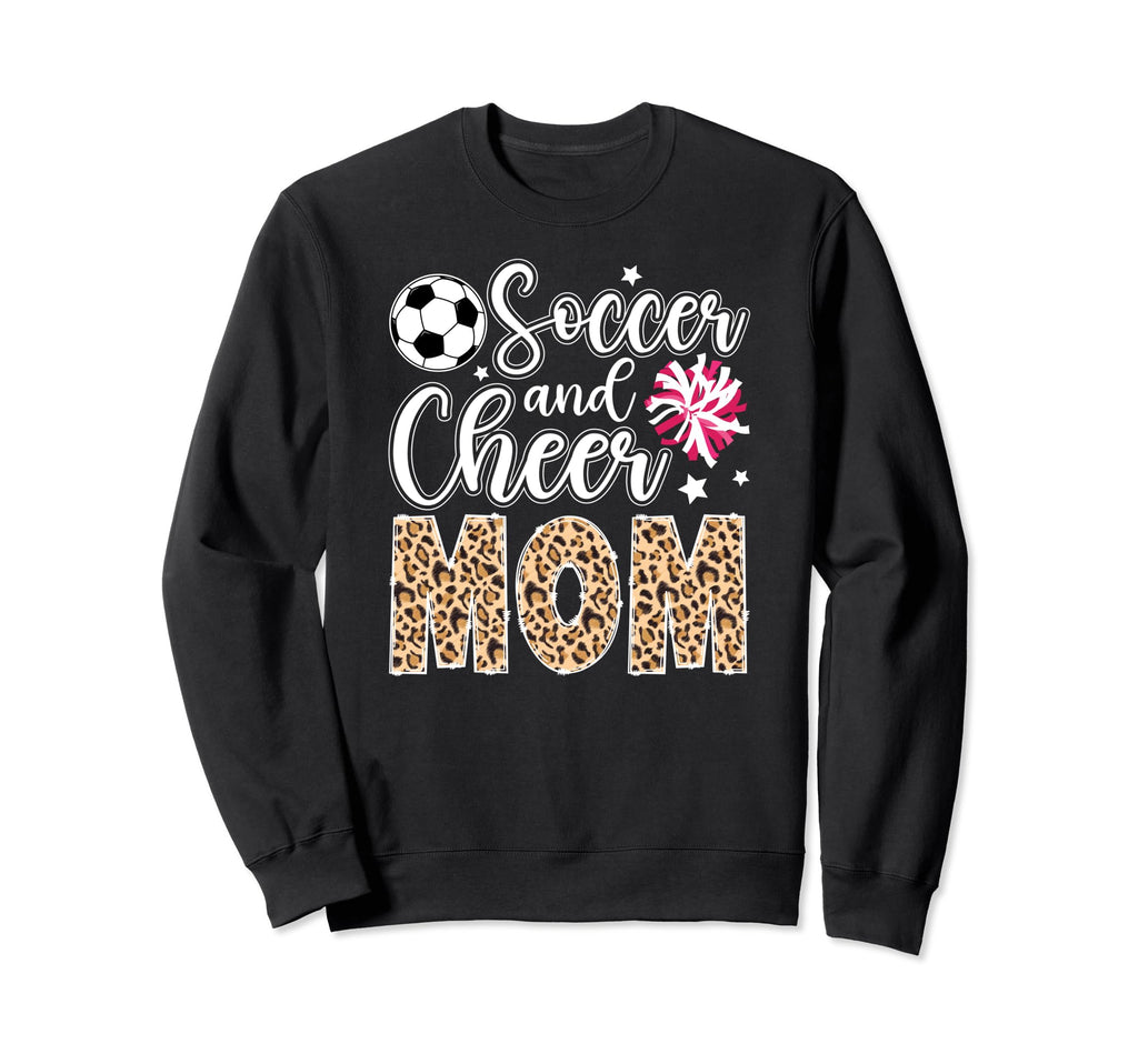 Soccer And Cheer Mom Leopard Sweatshirt - Custom Art Print for Adults - T-Shirt, Sweatshirt, Hoodie