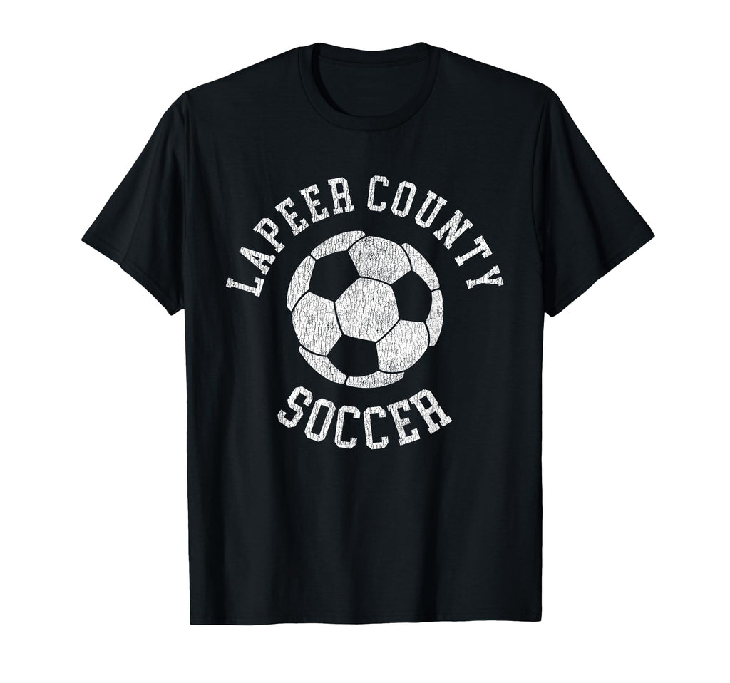 Lapeer County Soccer Distressed 90S T-Shirt - Trendy Graphic for Adults - T-Shirt, Sweatshirt, Hoodie