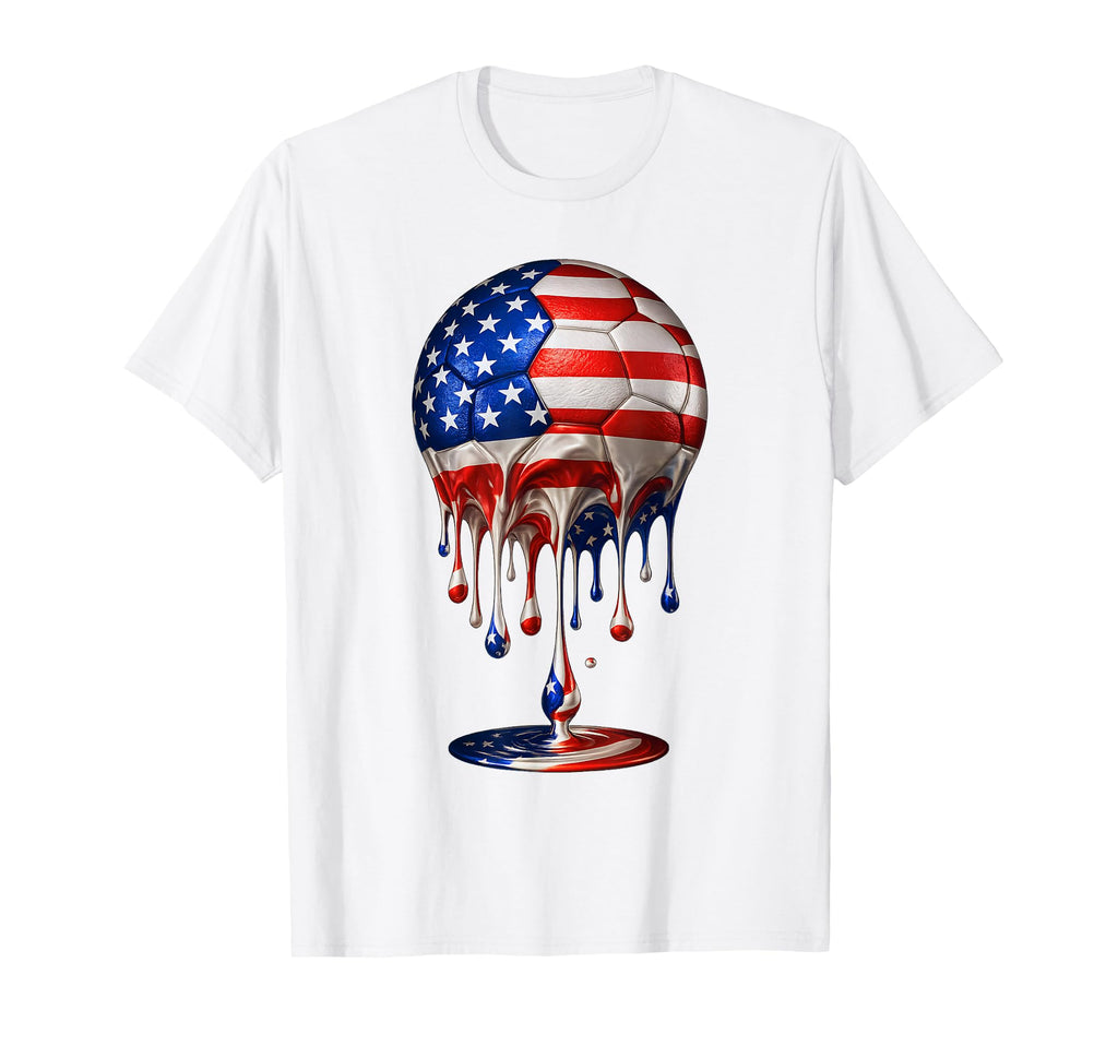 Soccer Ball Drip Us Patriotic T-Shirt - Novelty Apparel for Adults - T-Shirt, Sweatshirt, Hoodie