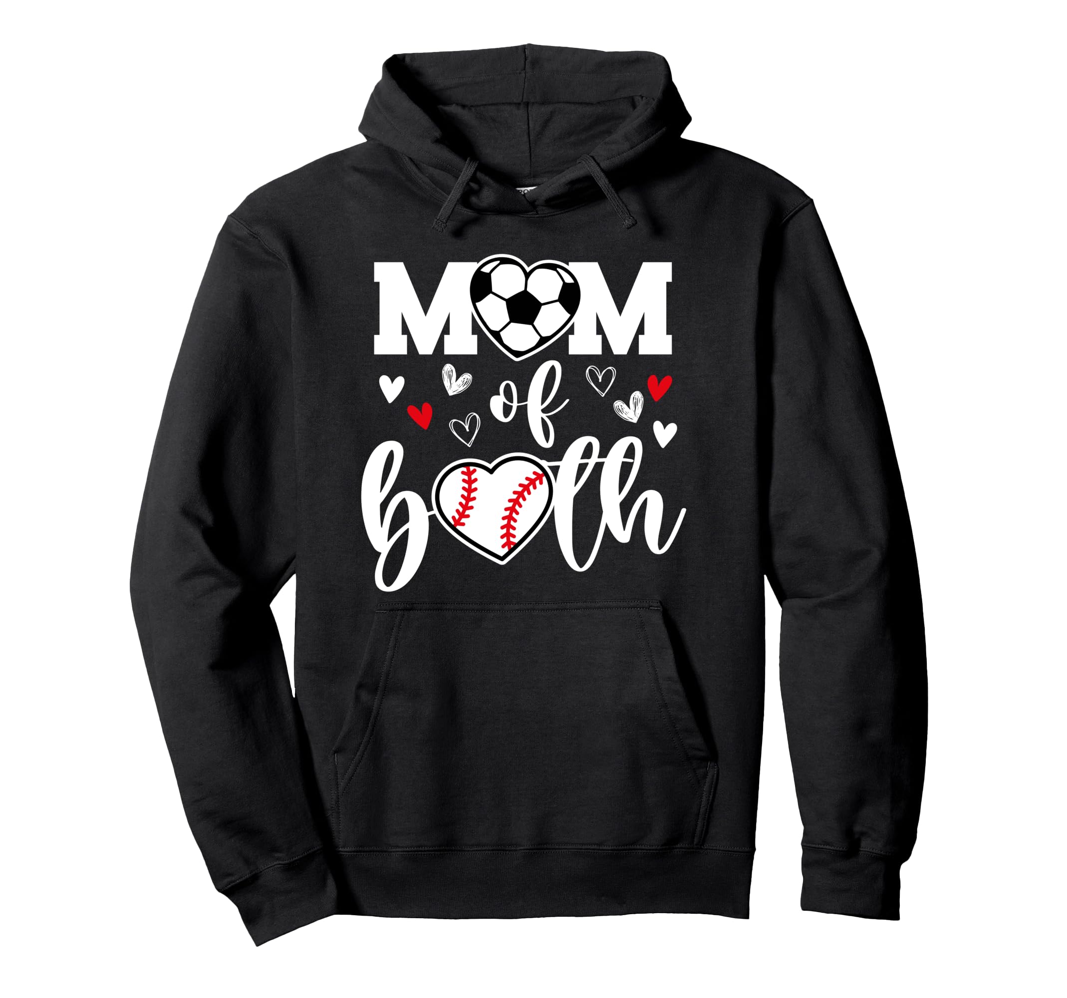 Mom Both Heart Soccer Baseball Sports Hoodie - Aesthetic Graphic Unisex - T-Shirt, Sweatshirt, Hoodie