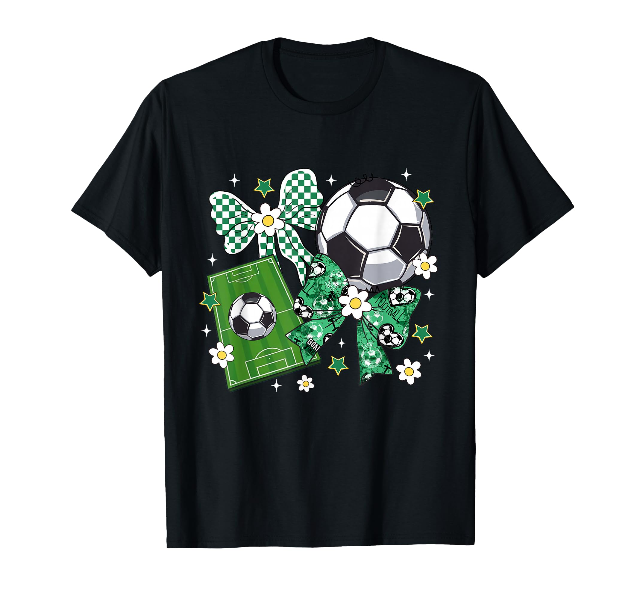 Bow Soccer Checkered Flowers Soccer T-Shirt - Casual Everyday Wear Unisex - T-Shirt, Sweatshirt, Hoodie