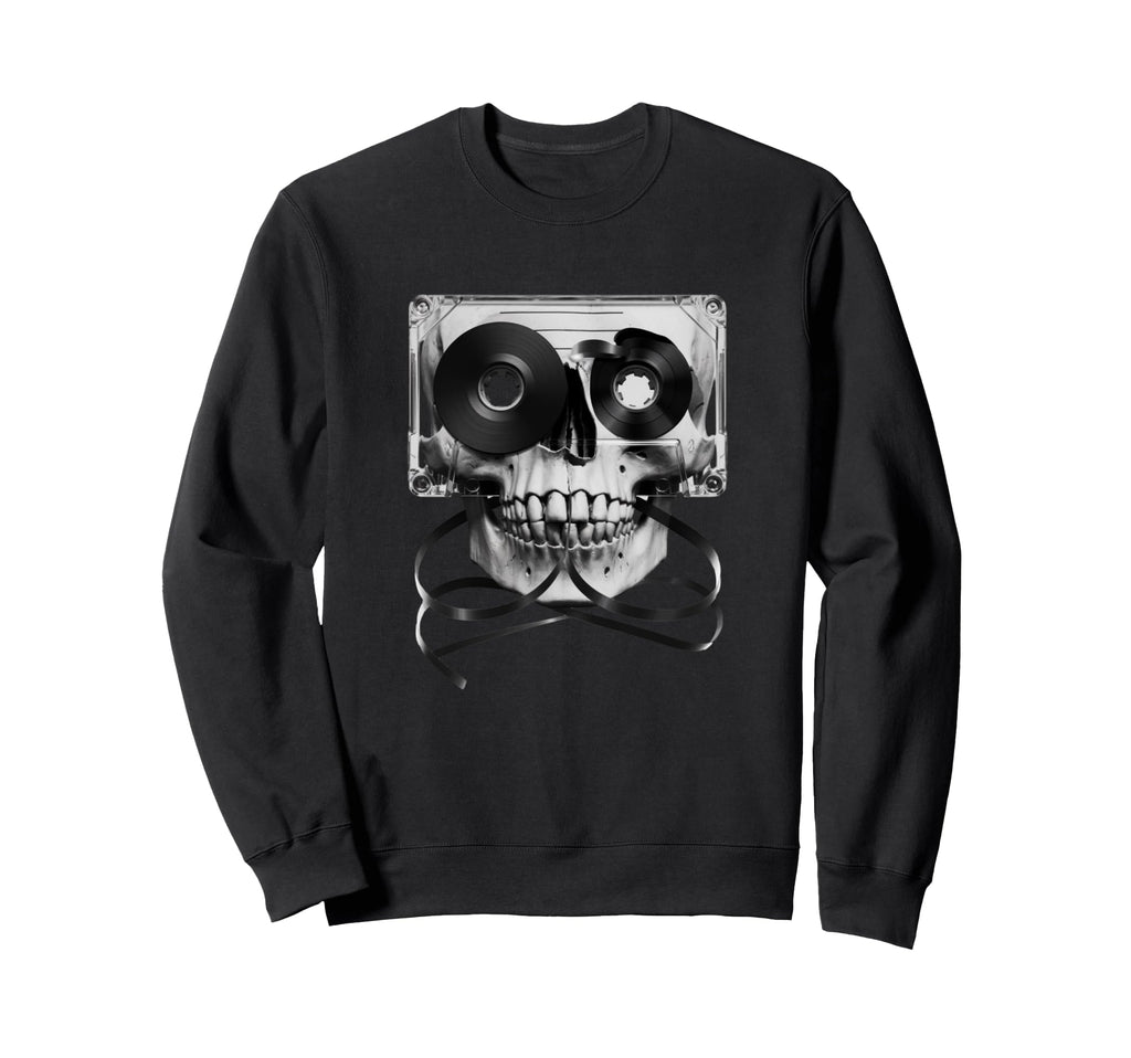 Cassette Tape Skull And Crossbones Sweatshirt - Streetwear Style for Adults - T-Shirt, Sweatshirt, Hoodie