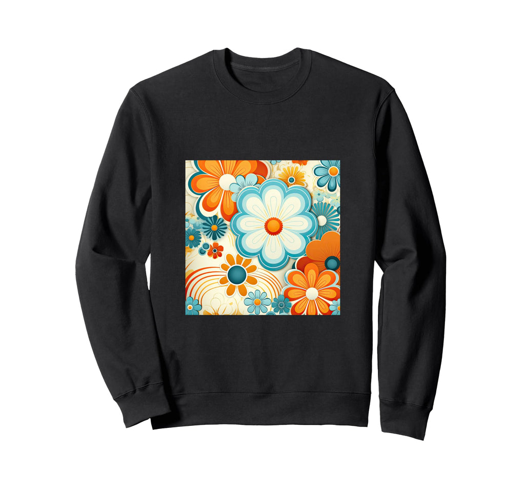 70S Wallpaper Flowers Floral Sweatshirt - Casual Everyday Wear for Adults - T-Shirt, Sweatshirt, Hoodie