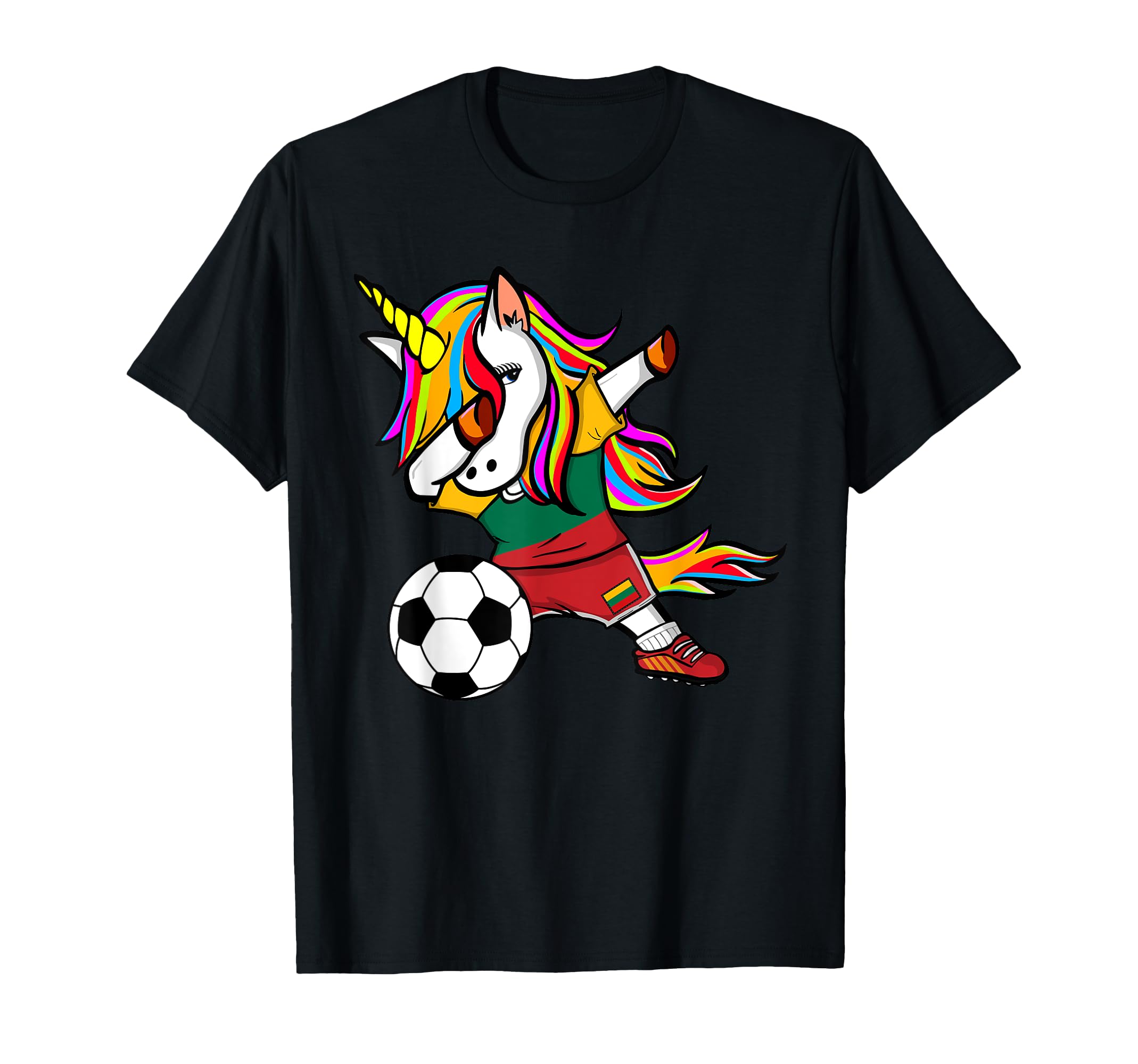 Dabbing Unicorn Lithuania Football T-Shirt - Graphic Print Men Women - T-Shirt, Sweatshirt, Hoodie