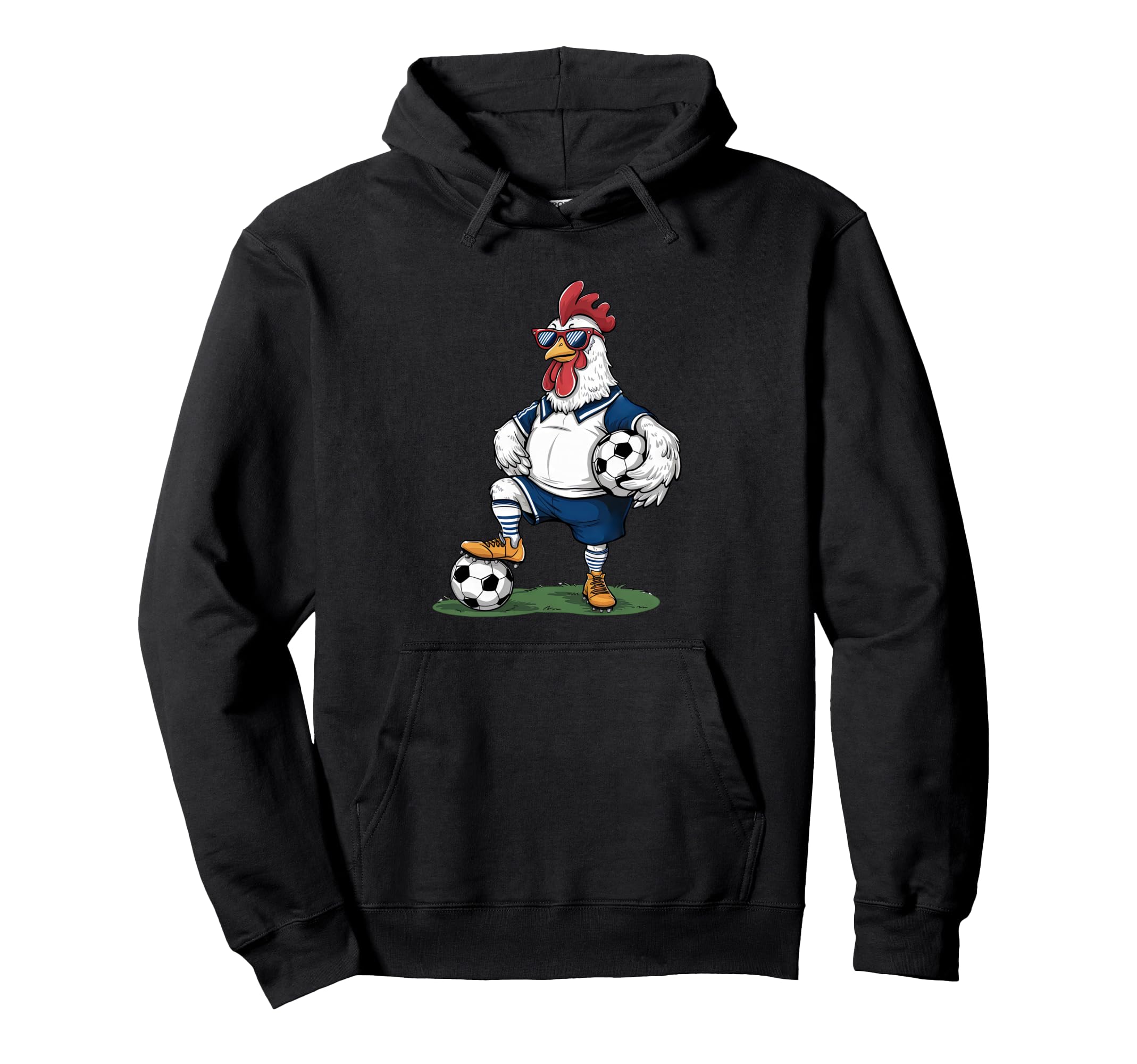 Funny Soccer Chicken Cartoon Sports Fan Hoodie - Fun Novelty Design Unisex - T-Shirt, Sweatshirt, Hoodie