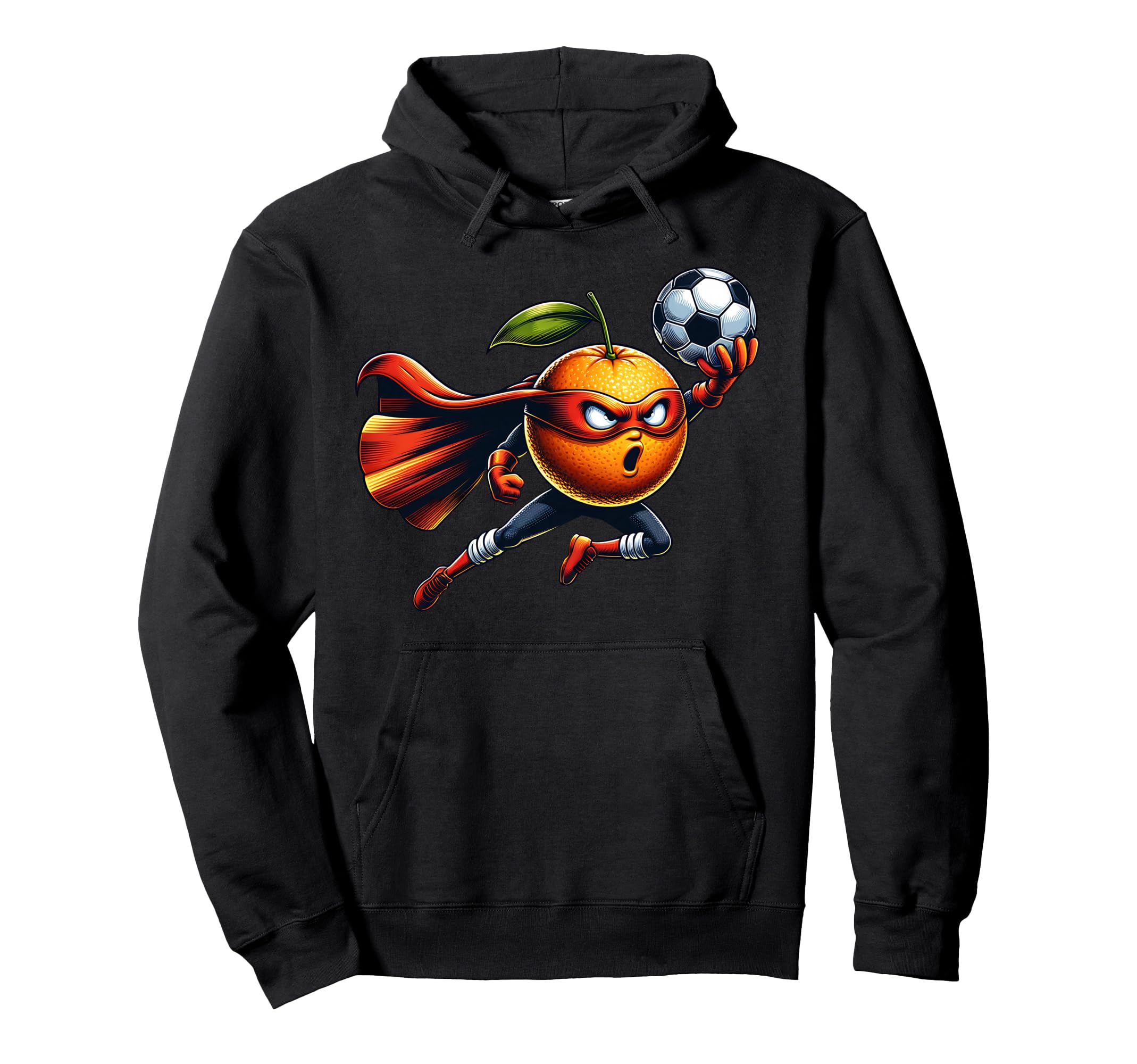 Superhero Orange Football Cartoon Hoodie - Custom Art Print Men Women - T-Shirt, Sweatshirt, Hoodie