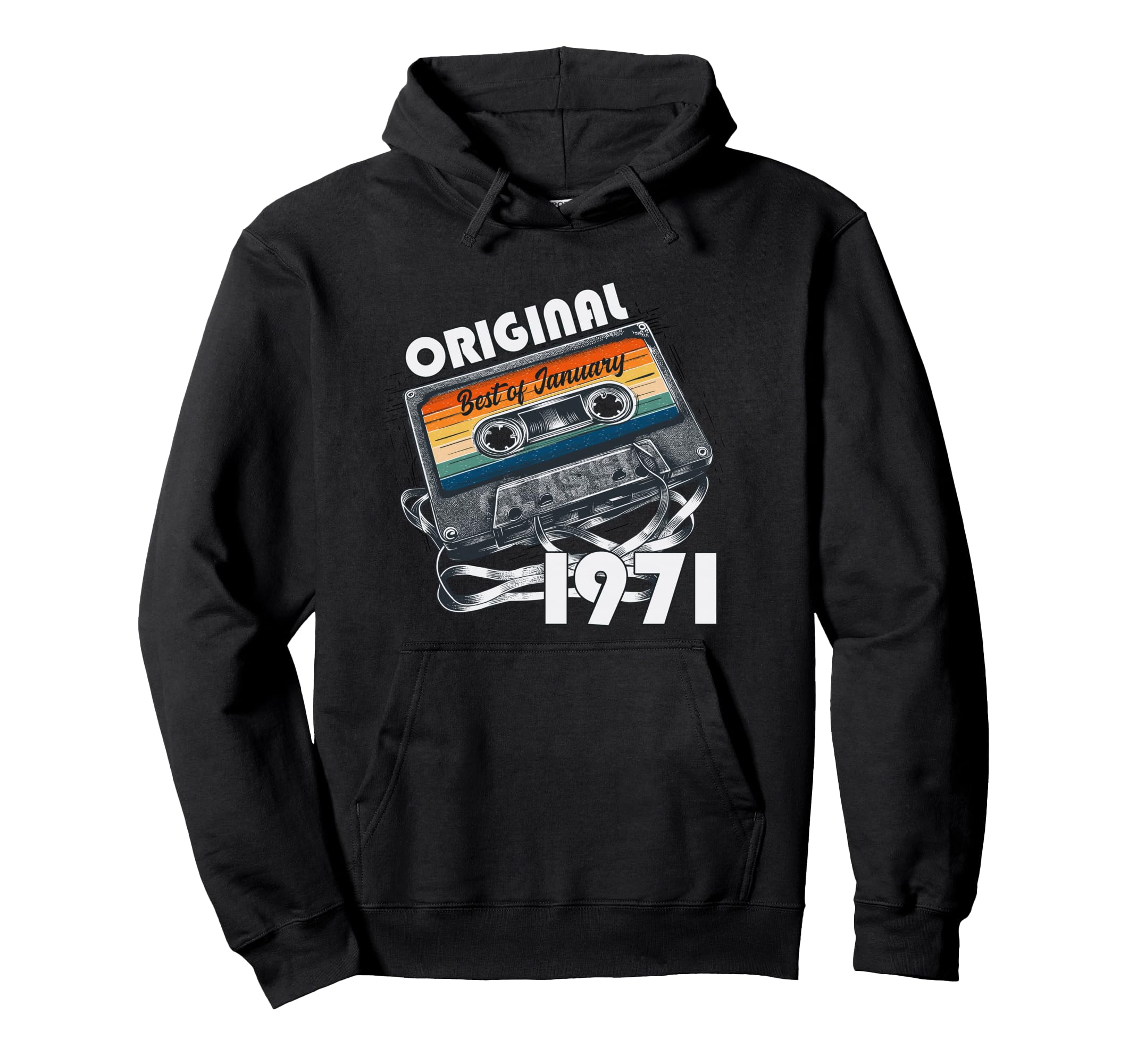 55Th Birthday Gift January 1971 Cassette Hoodie - Unique Graphic for Adults - T-Shirt, Sweatshirt, Hoodie