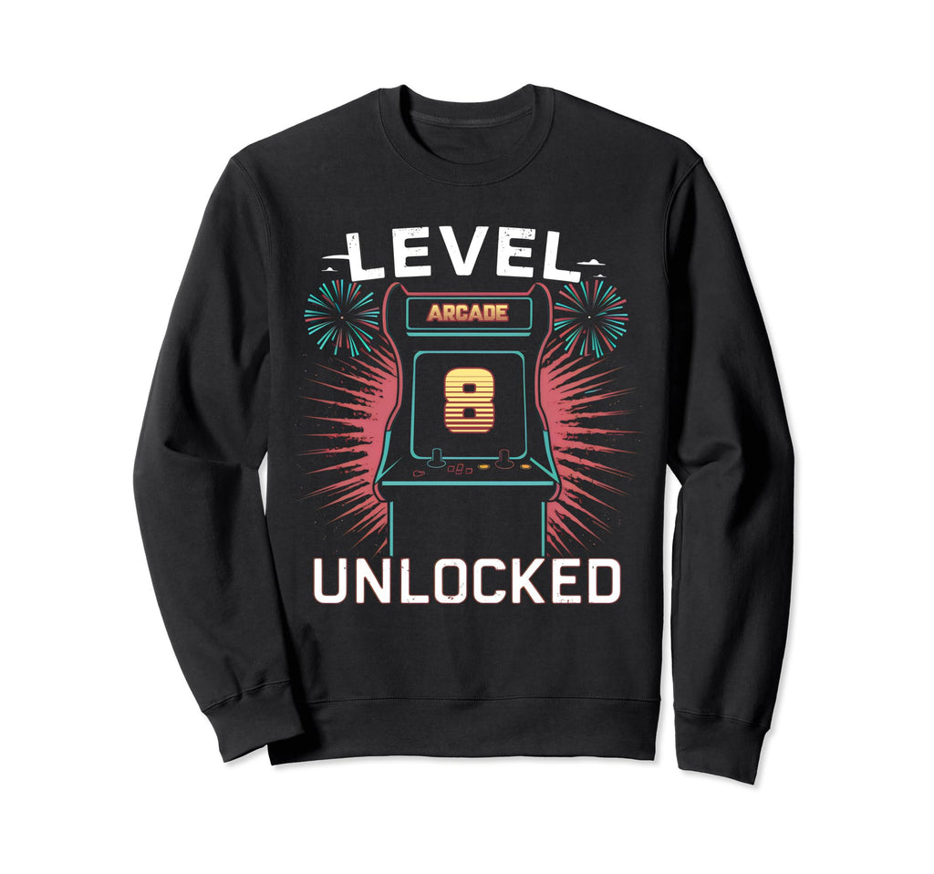 Level 8 Unlocked Video Game 8Th Sweatshirt - Minimalist Print for Adults - T-Shirt, Sweatshirt, Hoodie