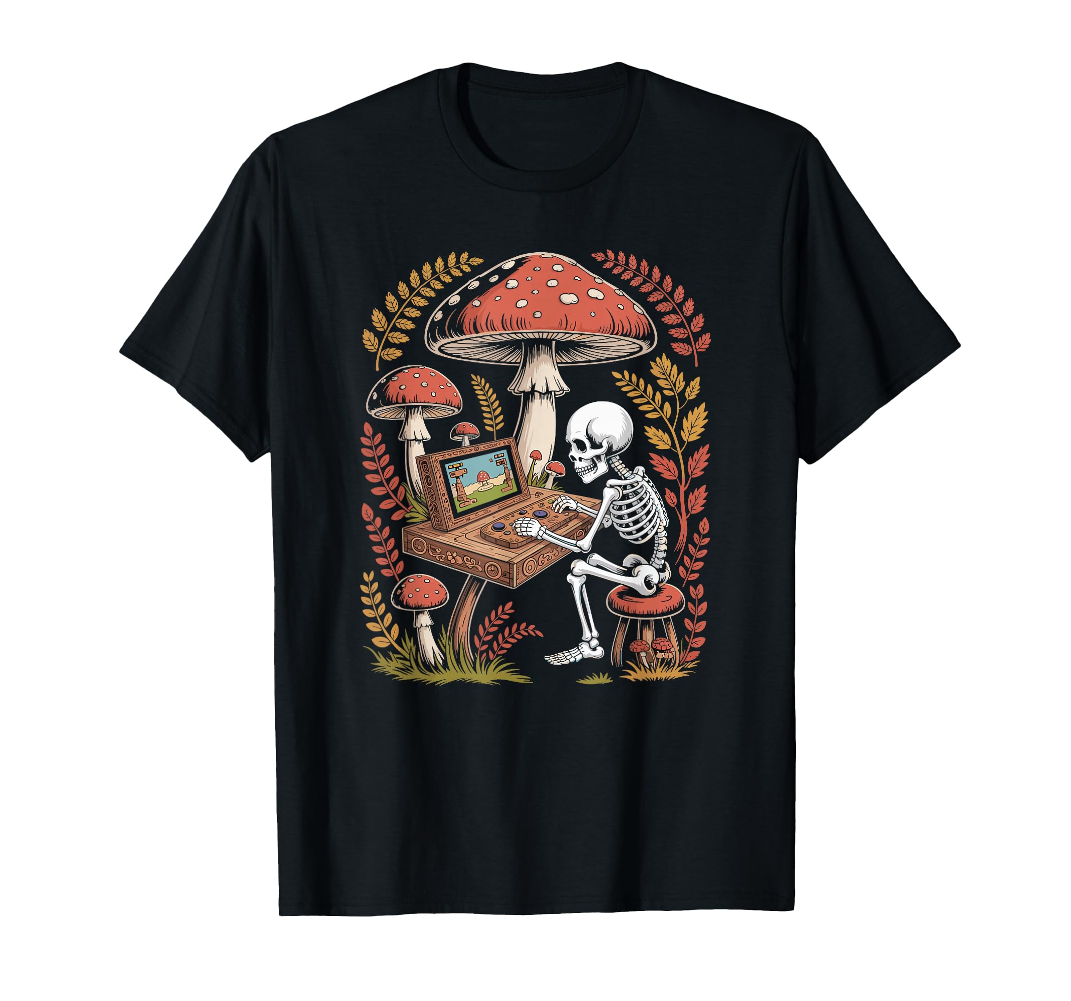 Goblincore Skeleton Gamer Playing T-Shirt - Novelty Apparel for Adults - T-Shirt, Sweatshirt, Hoodie